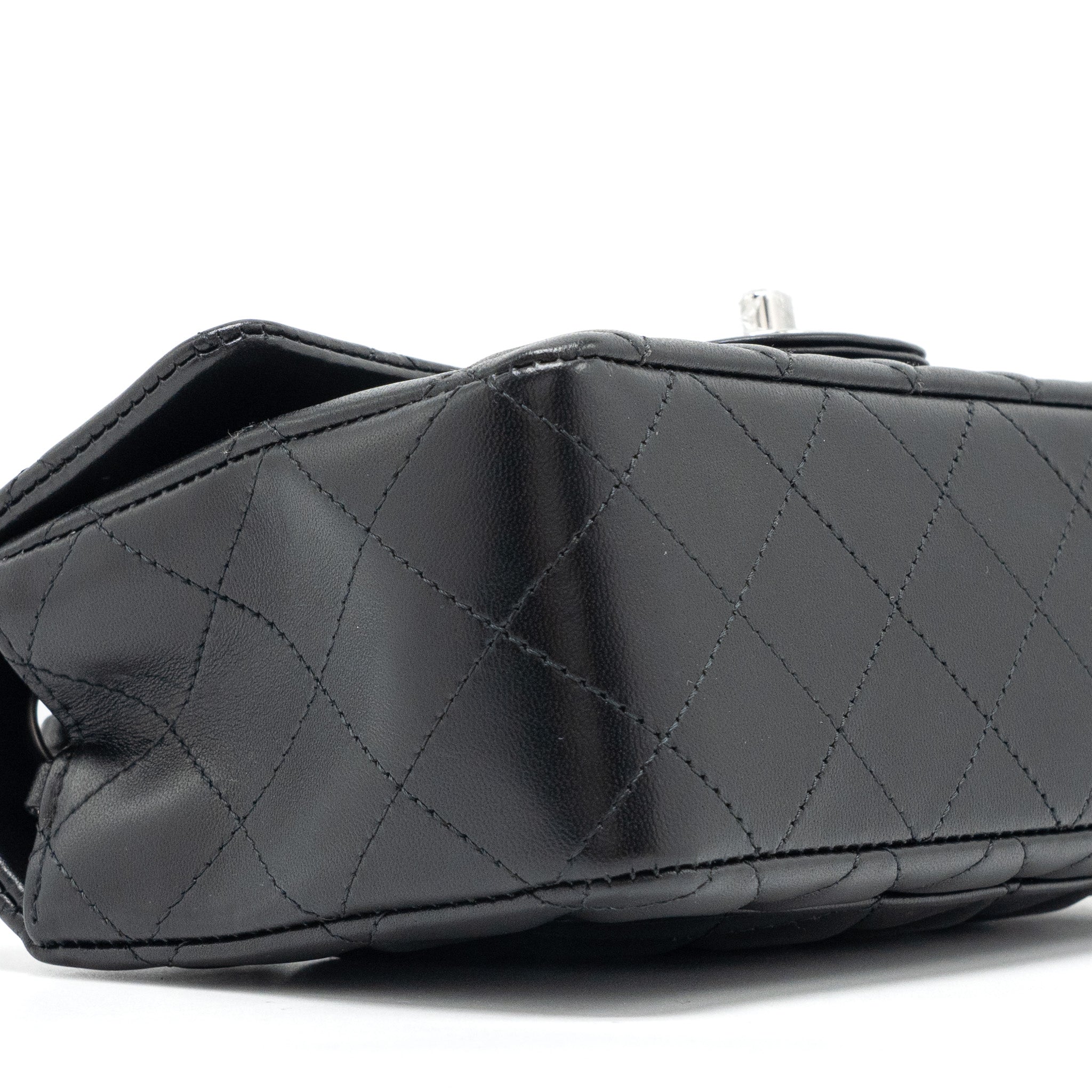 CHANEL MINI RECTANGULAR FLAP BAG LAMBSKIN BLACK SHW (MICROCHIP)