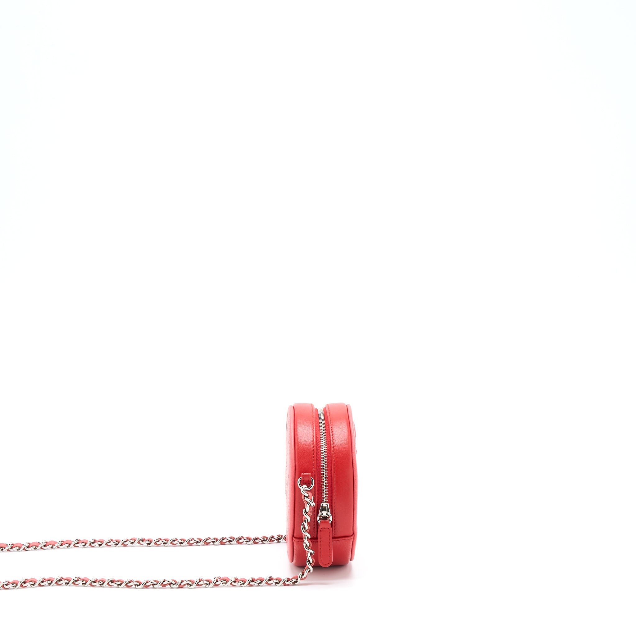 CHANEL ROUND CROSSBODY CLUTCH LAMBSKIN RED/PINK SHW