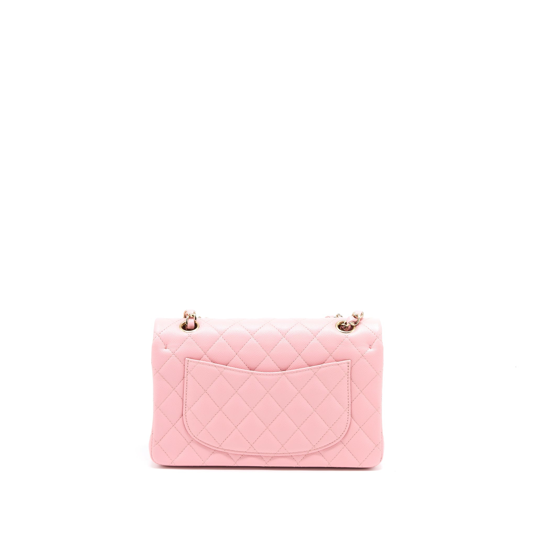 CHANEL 22C SMALL CLASSIC DOUBLE FLAP BAG CAVIAR PINK LGHW (MICROCHIP)