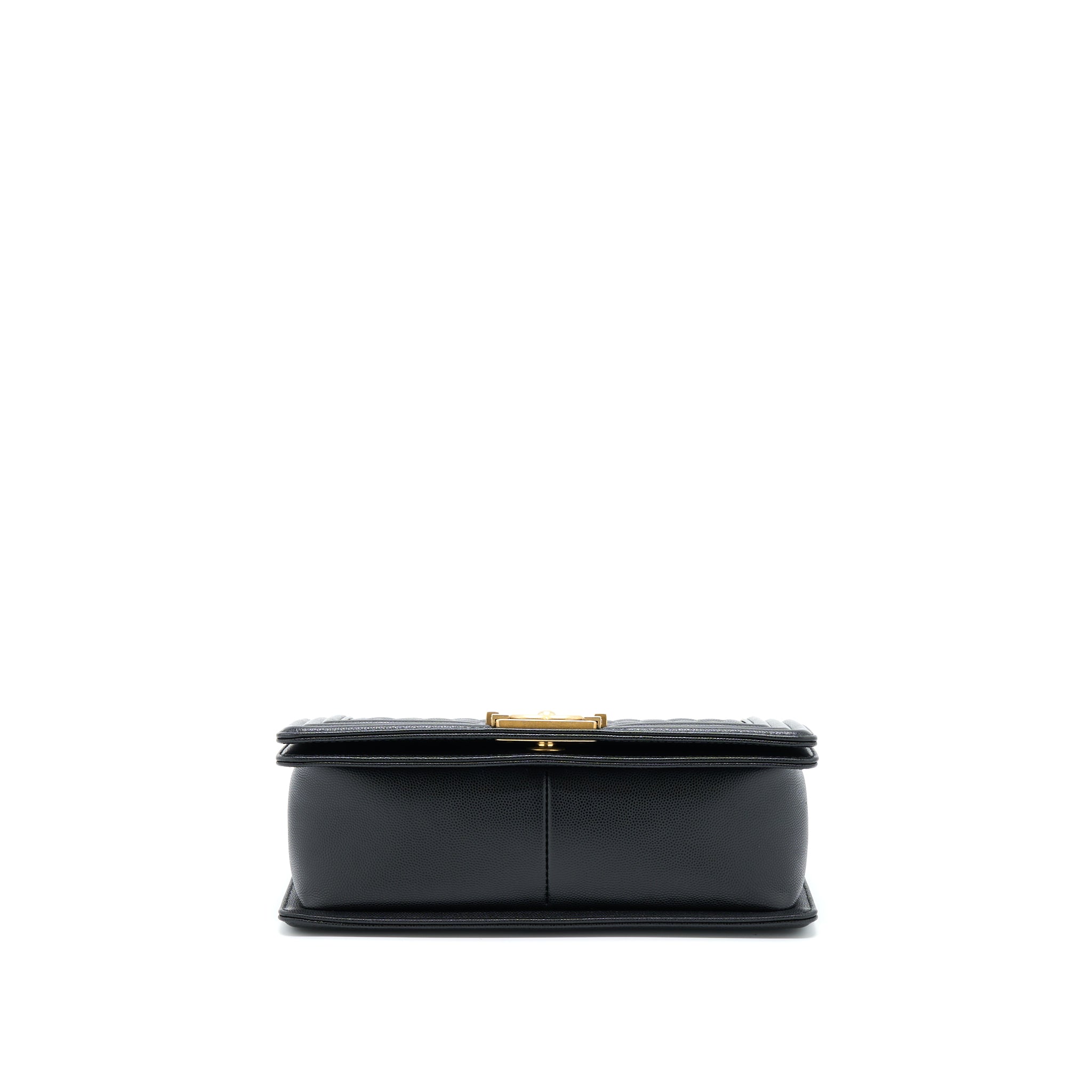 CHANEL MEDIUM BOY BAG CAVIAR BLACK BRUSHED GHW