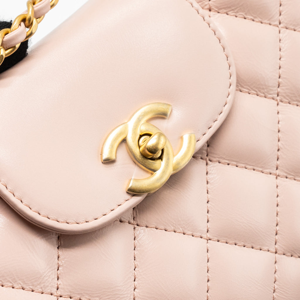 CHANEL 23K MINI SHOPPING BAG CALFSKIN LIGHT PINK GHW(MICROCHIP)