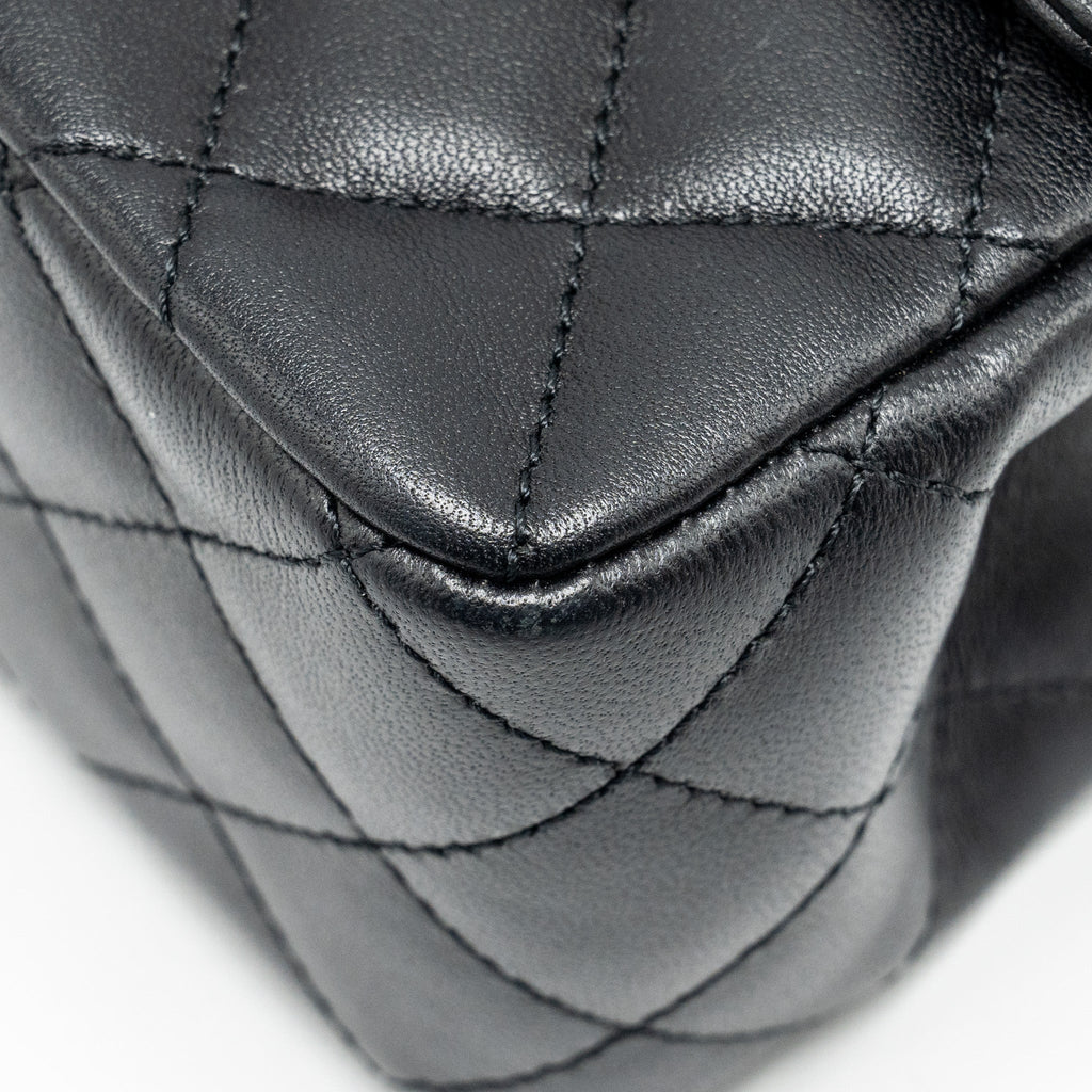 CHANEL CRYSTAL DETAILED TOP HANDLE FLAP BAG LAMBSKIN BLACK GHW (MICROCHIP)