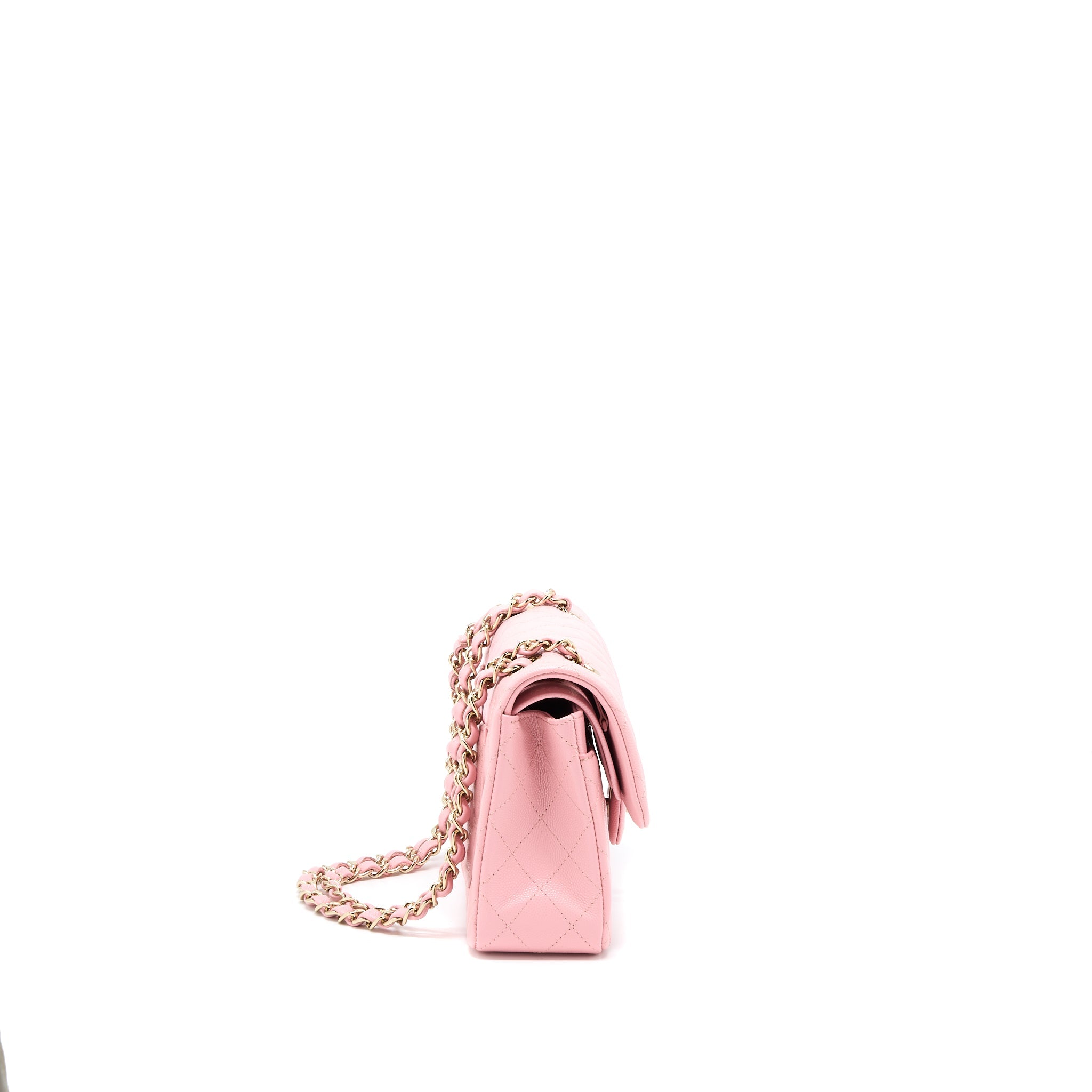 CHANEL 22C SMALL CLASSIC DOUBLE FLAP BAG CAVIAR PINK LGHW (MICROCHIP)