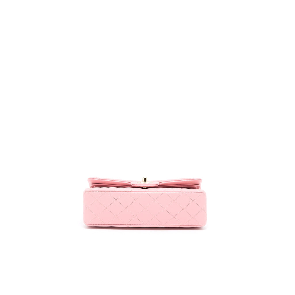 CHANEL 22C SMALL CLASSIC DOUBLE FLAP BAG CAVIAR PINK LGHW (MICROCHIP)