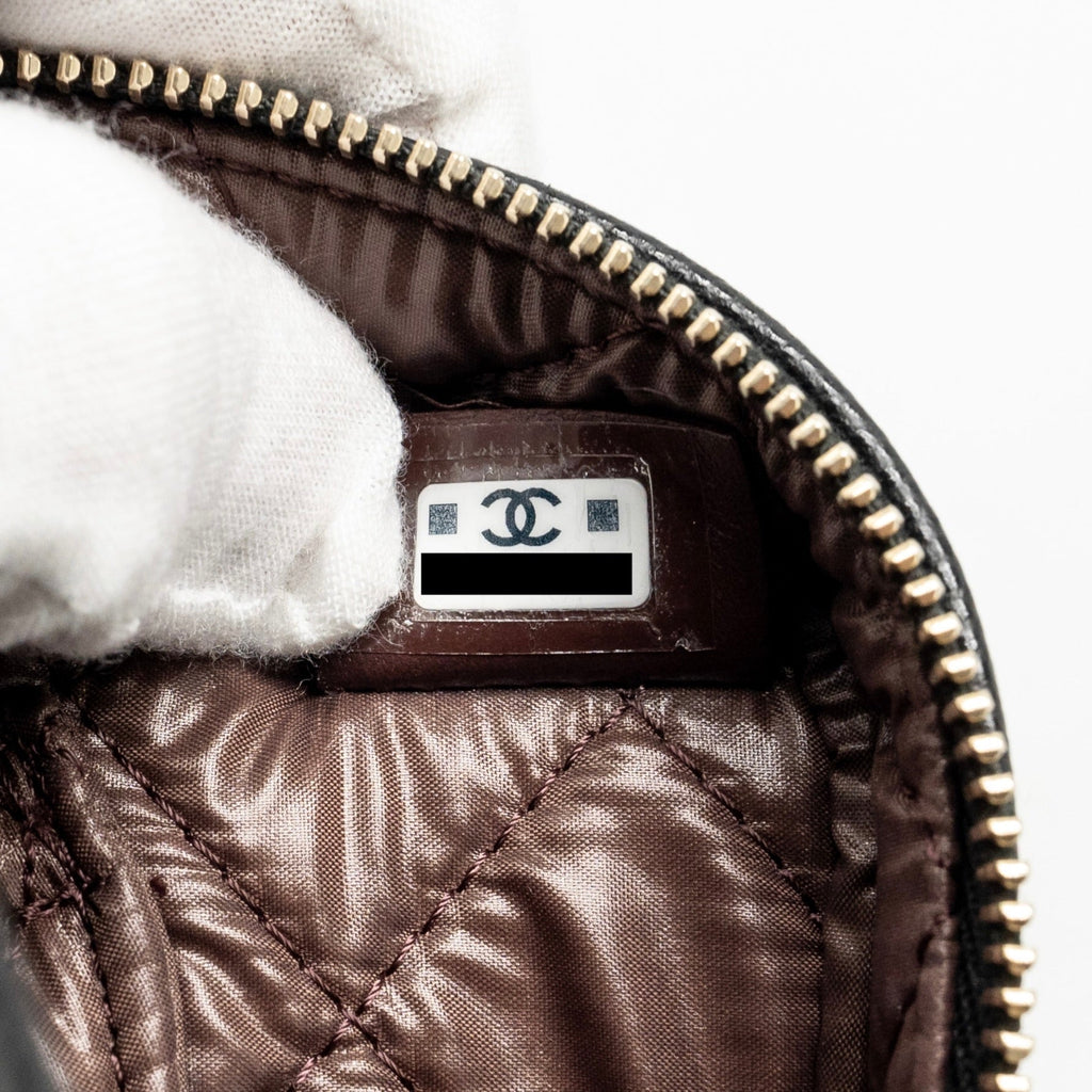CHANEL DOUBLE ZIP POUCH COSMETIC CASE CAVIAR BLACK GHW (MICROCHIP)