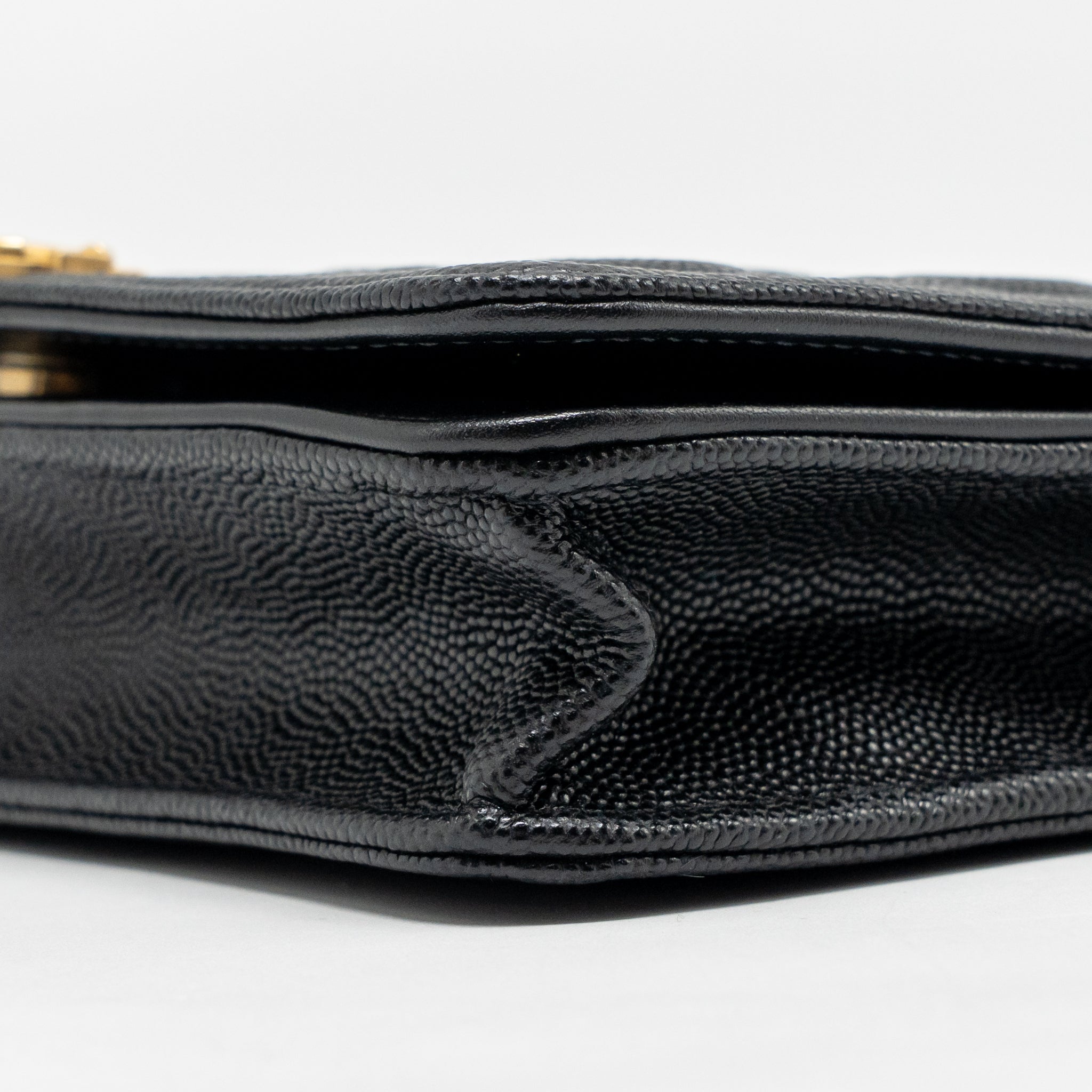 CHANEL BOY WALLET ON CHAIN CAVIAR BLACK GHW (MICROCHIP)