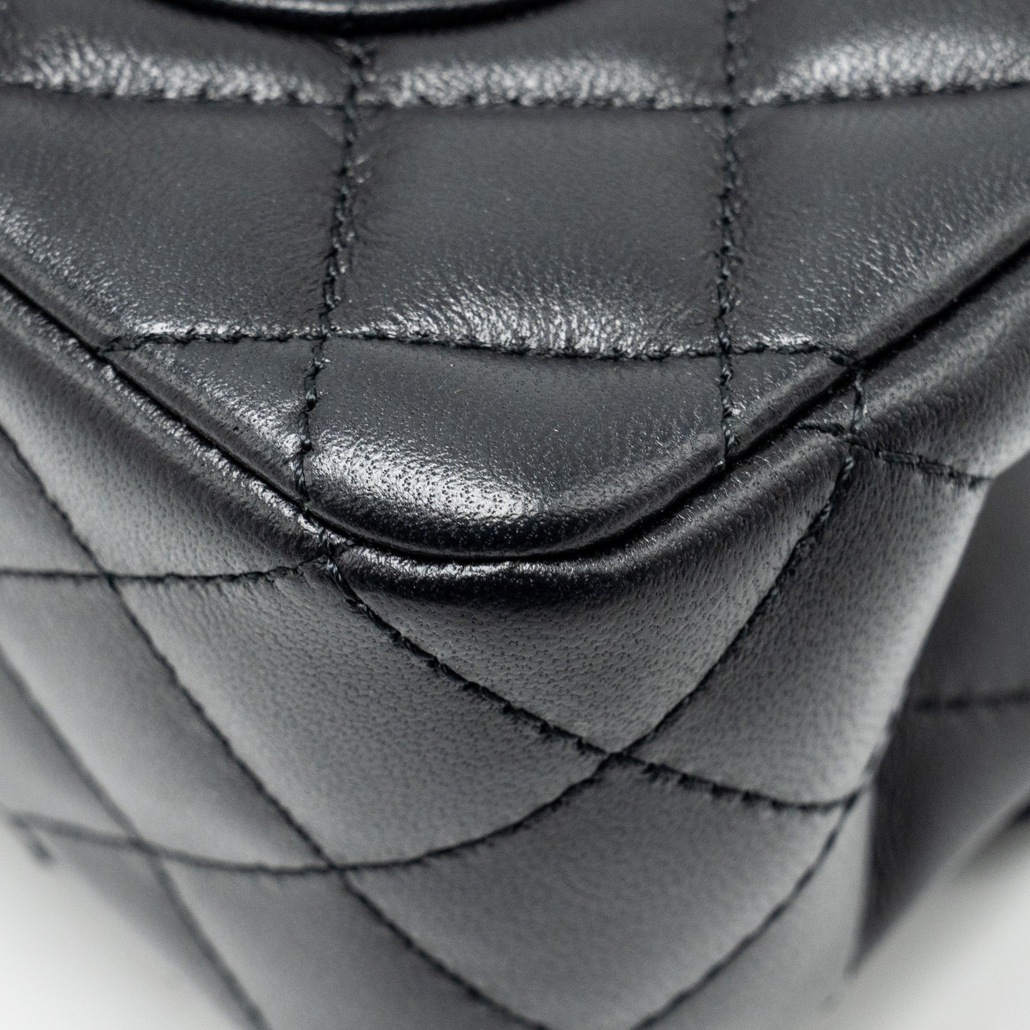 CHANEL CRYSTAL DETAILED TOP HANDLE FLAP BAG LAMBSKIN BLACK GHW (MICROCHIP)