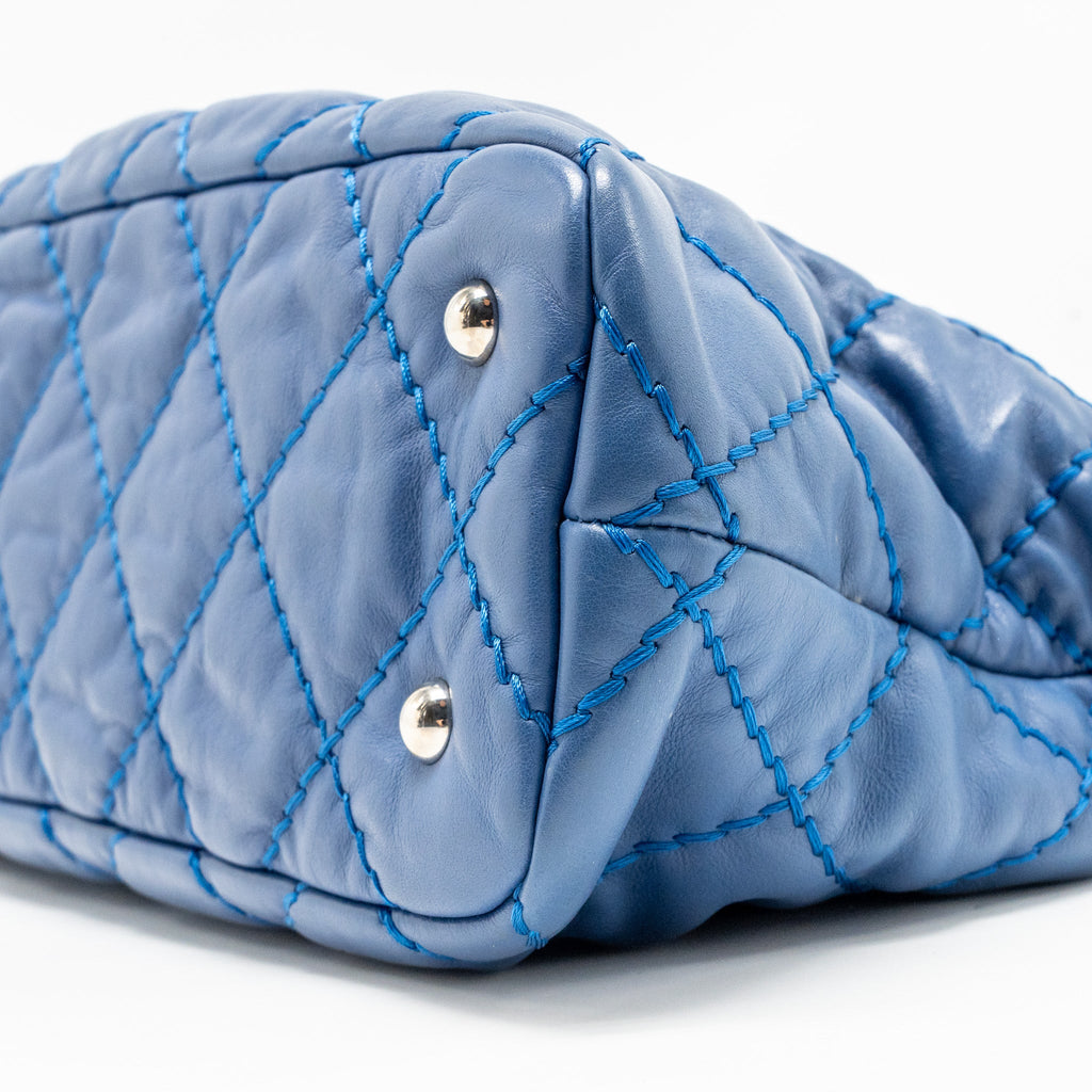 CHANEL HOBO SHOULDER BAG CALFSKIN BLUE SHW