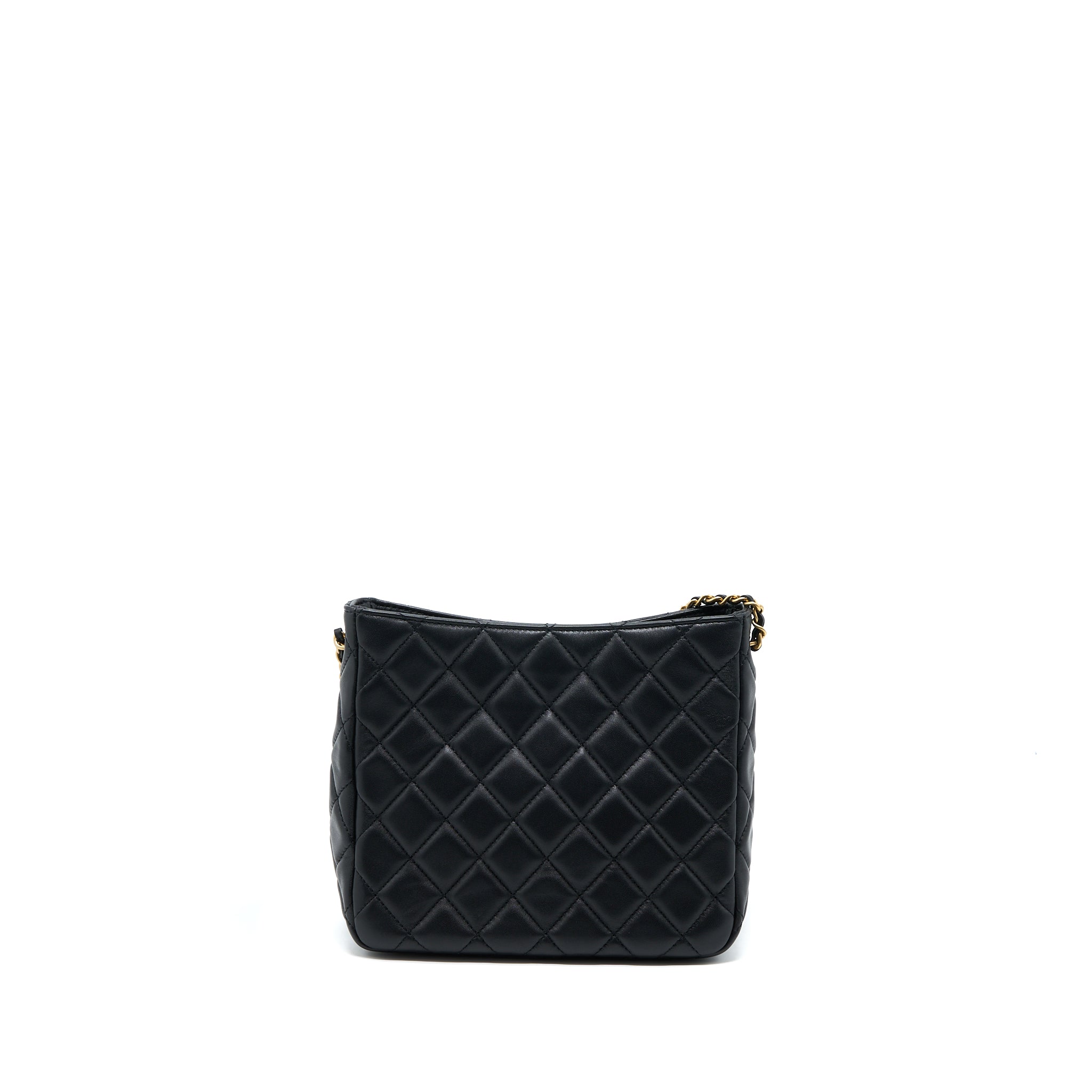 CHANEL PEARL CRUSH HOBO BAG LAMBSKIN BLACK GHW (MICROCHIP)