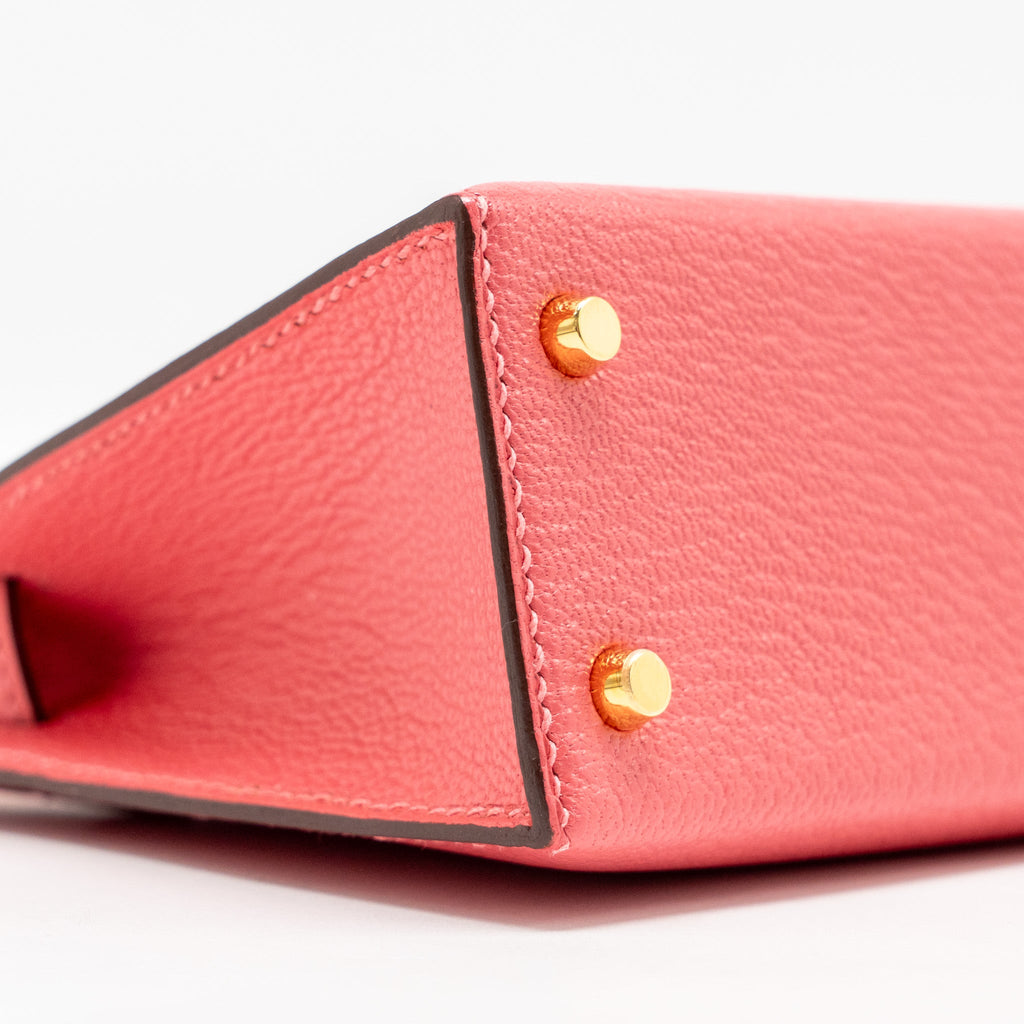 HERMES MINI KELLY II CHÈVRE MYSORE ROSE AZALEE GHW