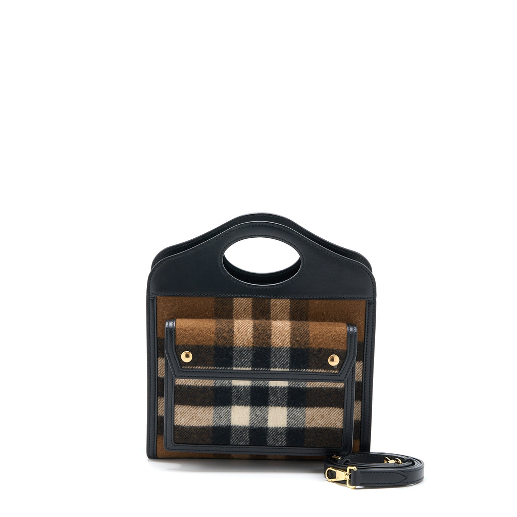 BURBERRY CHECK POCKET BAG CASHMERE/ LEATHER GHW