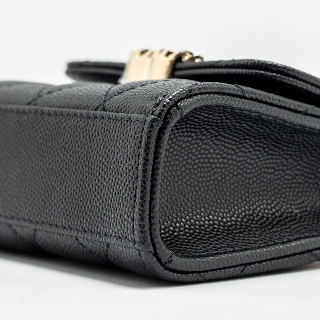 CHANEL MINI TOP HANDLE FLAP BAG CAVIAR BLACK LGHW (MICROCHIP)