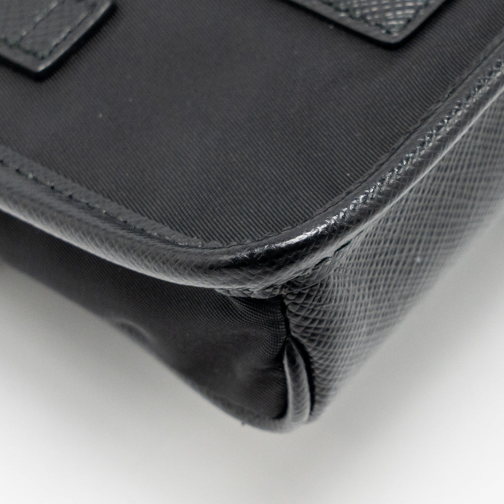 PRADA TRIMMED SAFFIANO PHONE CASE RE-NYLON BLACK SHW