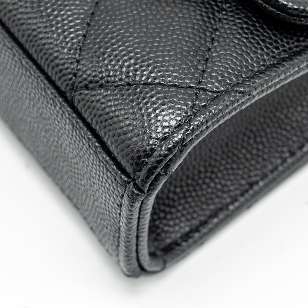 CHANEL MINI TOP HANDLE FLAP BAG CAVIAR BLACK LGHW (MICROCHIP)