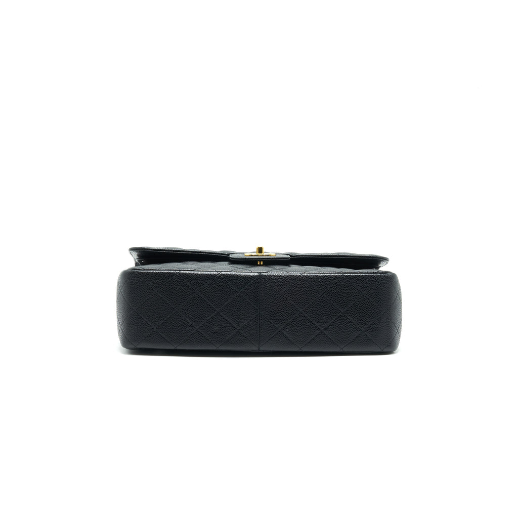 CHANEL CLASSIC JUMBO DOUBLE FLAP BAG BLACK CAVIER GHW