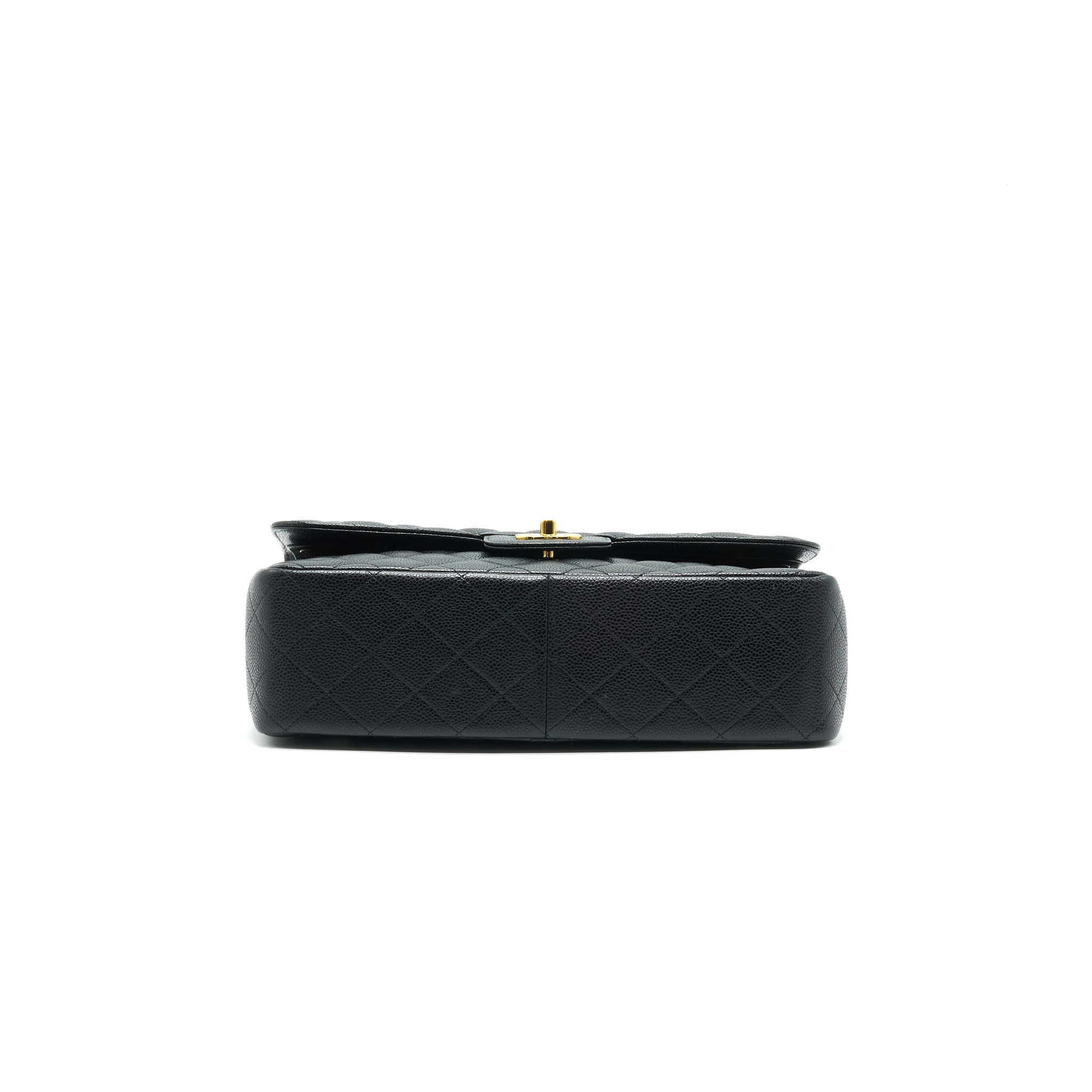 CHANEL CLASSIC JUMBO DOUBLE FLAP BAG BLACK CAVIER GHW
