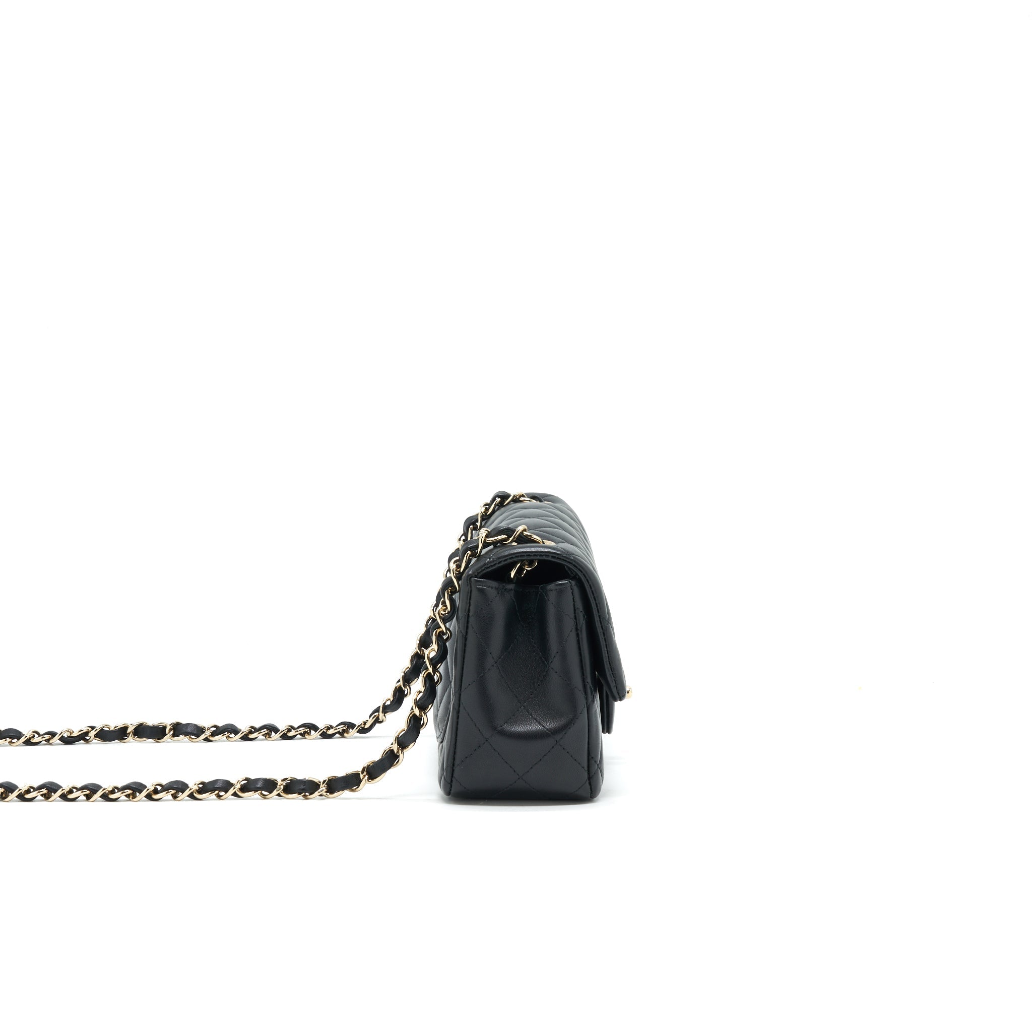 CHANEL MINI RECTANGULAR FLAP BAG BLACK LGHW SERIAL 30