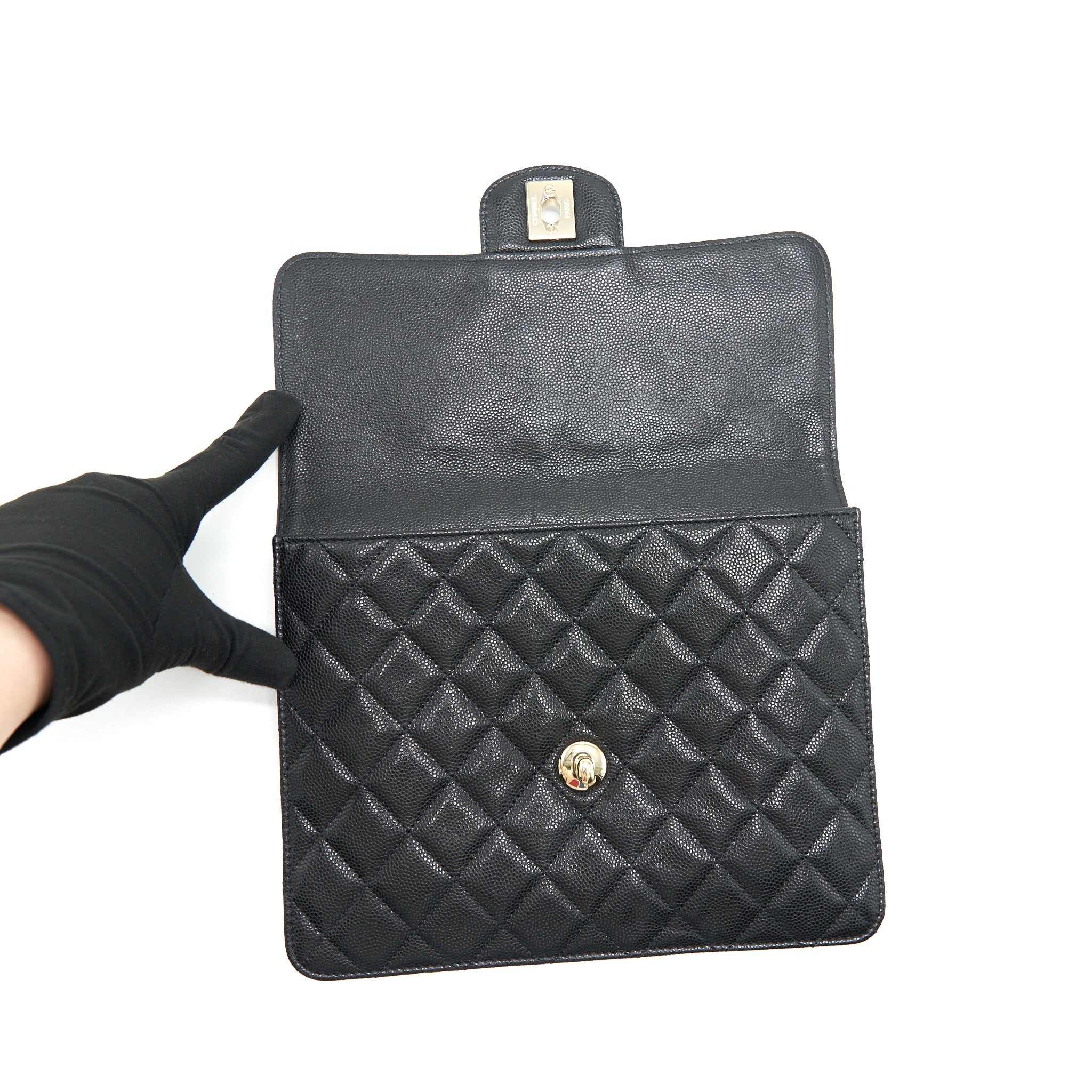 CHANEL FLAP CASE BLACK CAVIAR LGHW