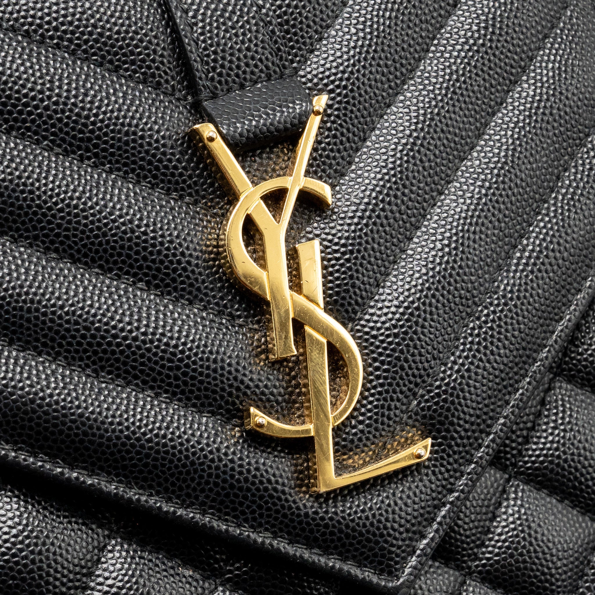 SAINT LAURENT/YSL MEDIUM ENVELOPE BAG CALFSKIN BLACK GHW