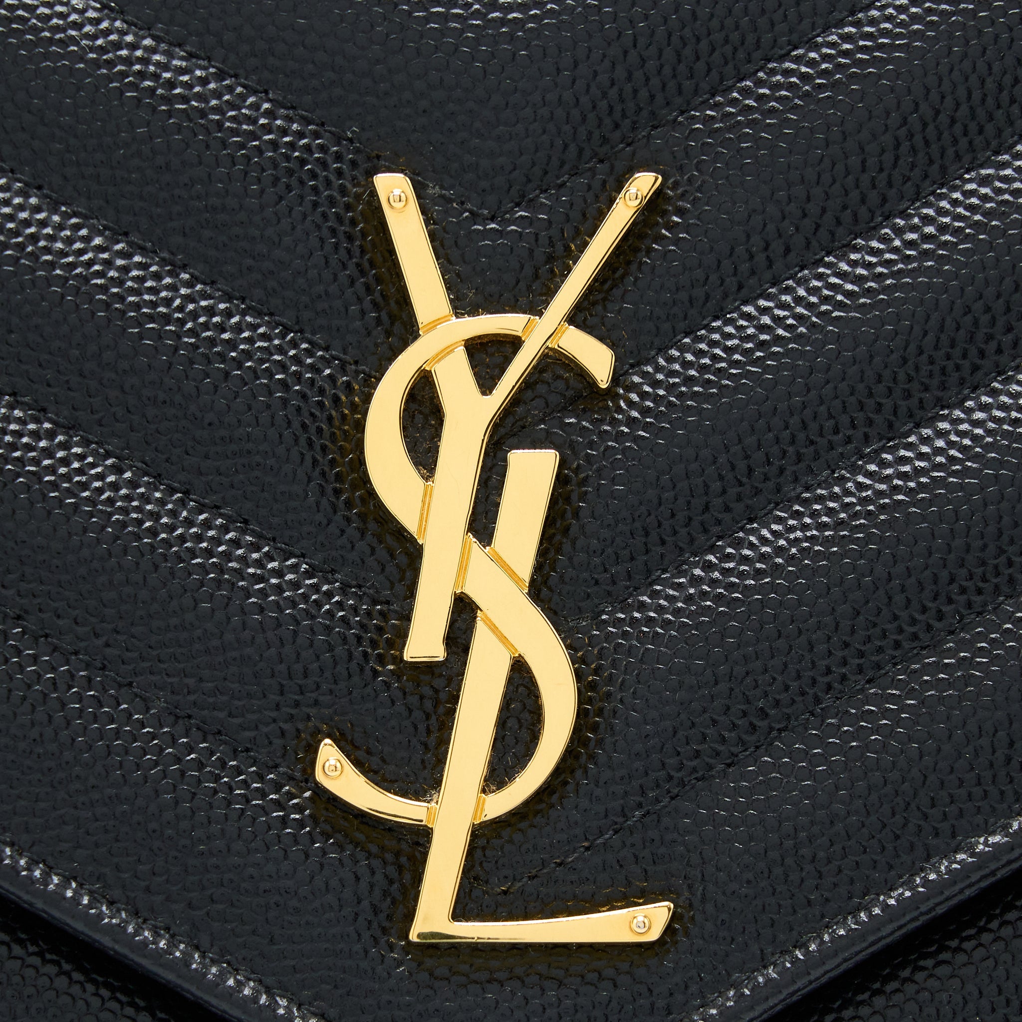 SAINT LAURENT WALLET ON CHAIN GRAINED CALFSKIN BLACK GHW