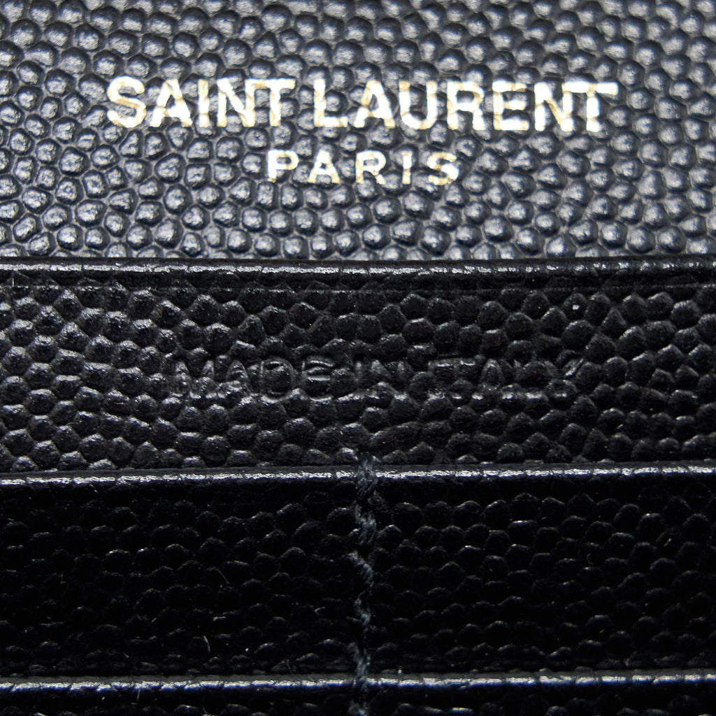 SAINT LAURENT WALLET ON CHAIN GRAINED CALFSKIN BLACK GHW