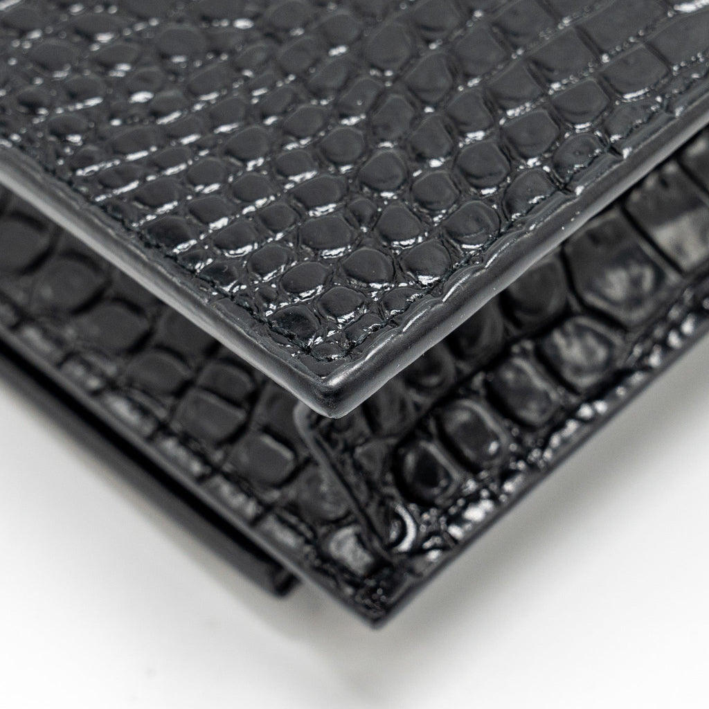SAINT LAURENT/YSL KATE TASSEL CROC-EMBOSSED CALFSKIN BLACK GHW