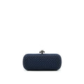 BOTTEGA VENETA KNOT CLUTCH IN NAVY WITH RUTHENIUM HARDWARE