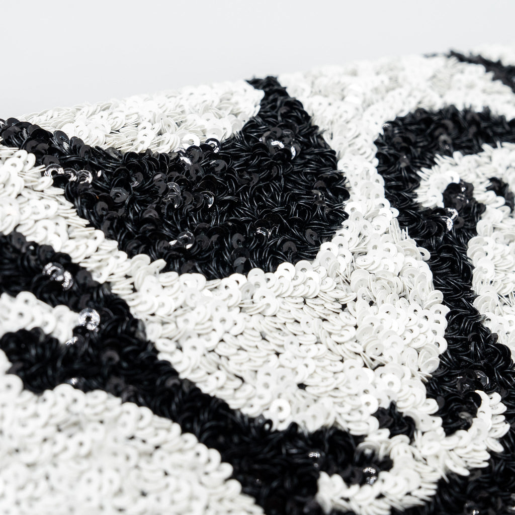 CHANEL 21P LIMITED EDITION FLAP BAG SEQUINS/ SATIN BLACK/ WHITE SHW