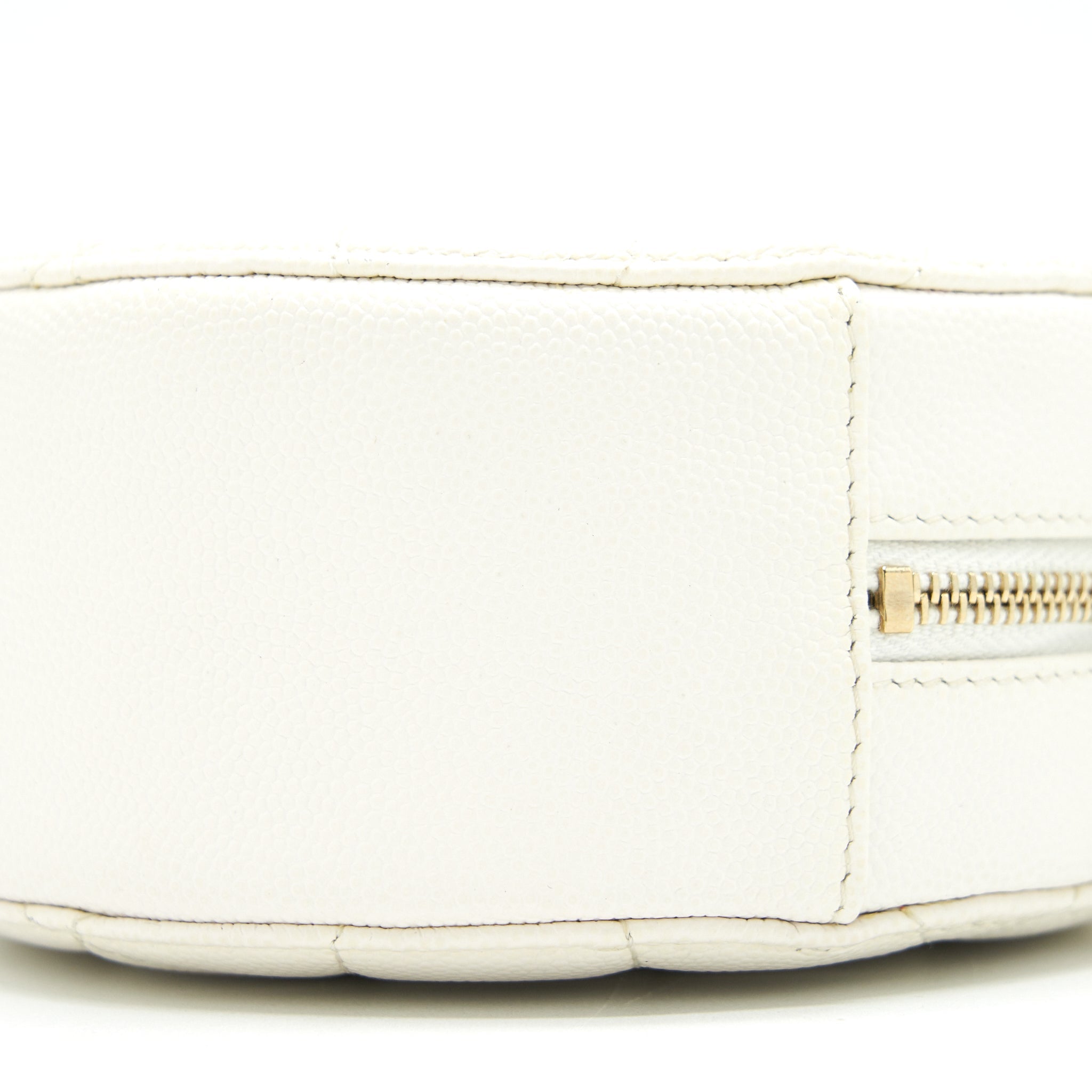 CHANEL MINI ROUND BAG WITH CHAIN CAVIAR WHITE LGHW