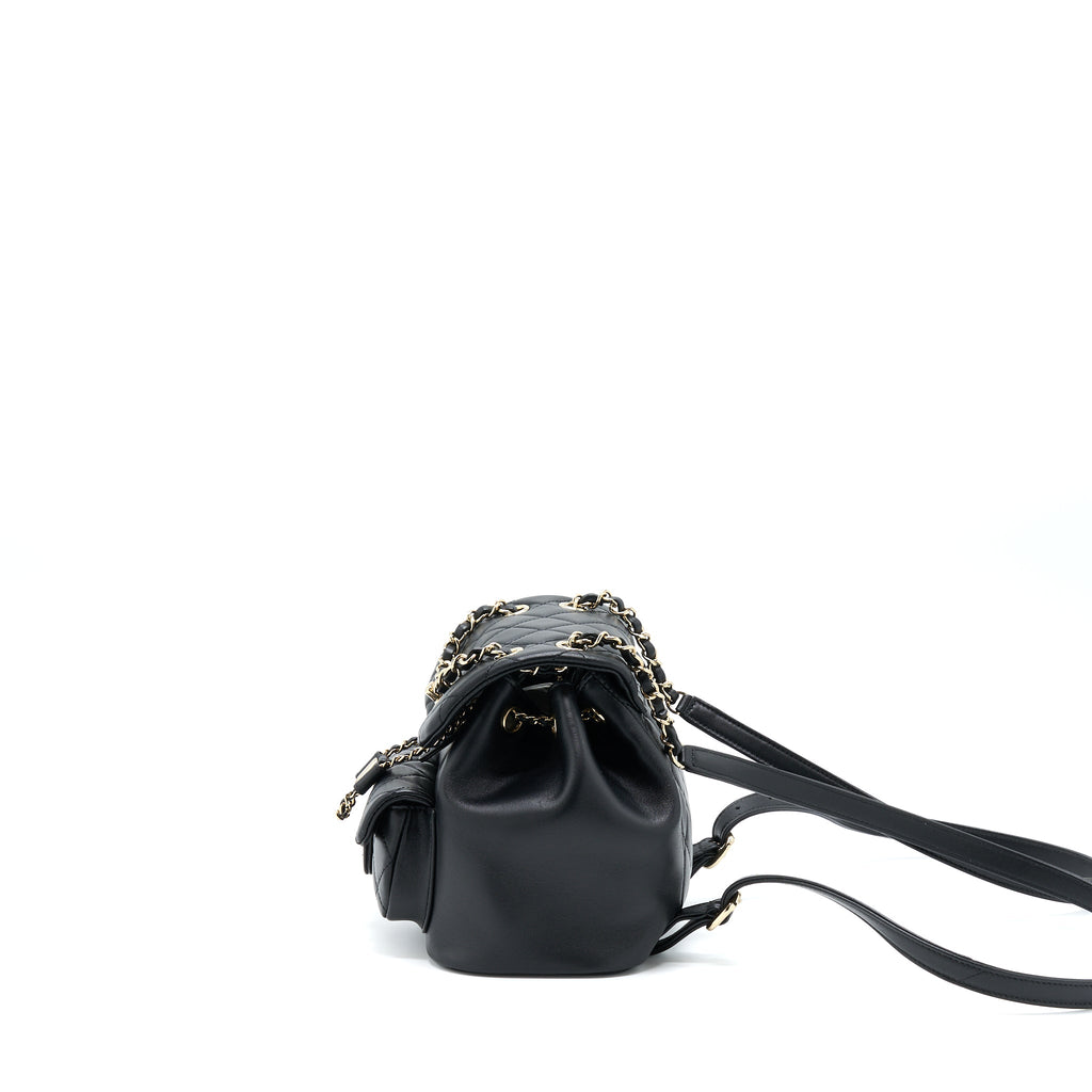 CHANEL DUMA MINI BACKPACK LAMBSKIN BLACK LGHW (MICROCHIP)