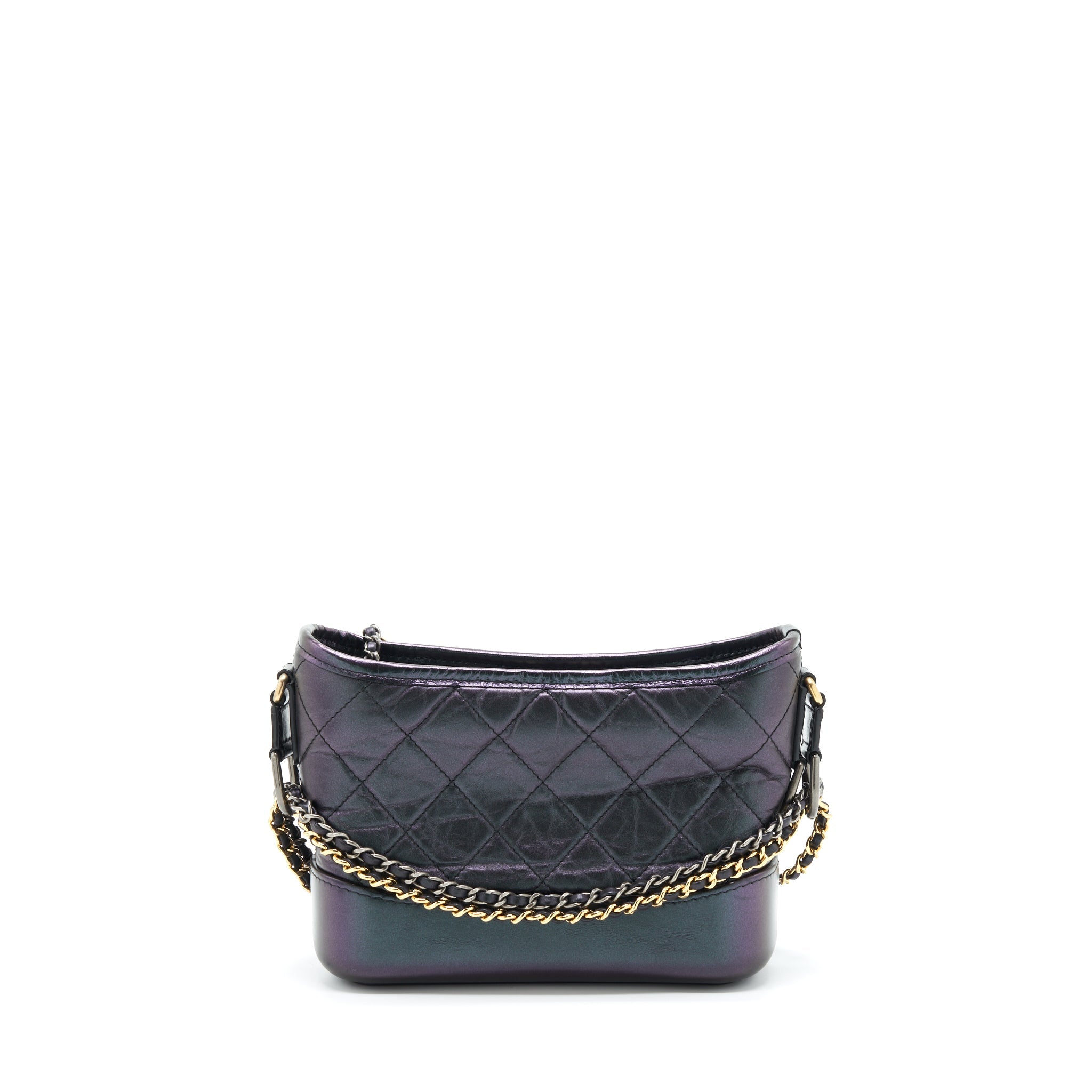 CHANEL SMALL GABRIELLE HOBO BAG LAMBSKIN IRIDESCENT PURPLE MULTICOLOUR HARDWARE