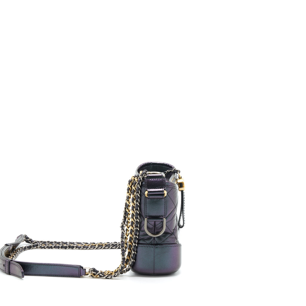 CHANEL SMALL GABRIELLE HOBO BAG LAMBSKIN IRIDESCENT PURPLE MULTICOLOUR HARDWARE
