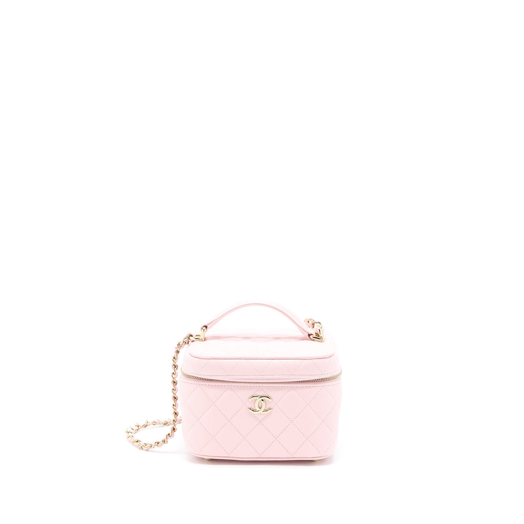 CHANEL 22S TOP HANDLE VANITY BAG CAVIAR LIGHT PINK LGHW (MICROCHIP)