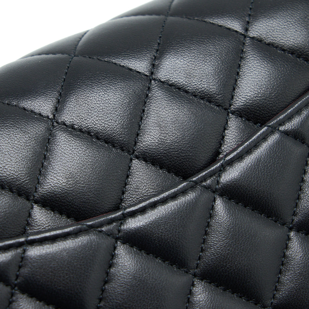 CHANEL SMALL CLASSIC DOUBLE FLAP BAG LAMBSKIN BLACK GHW (MICROCHIP)