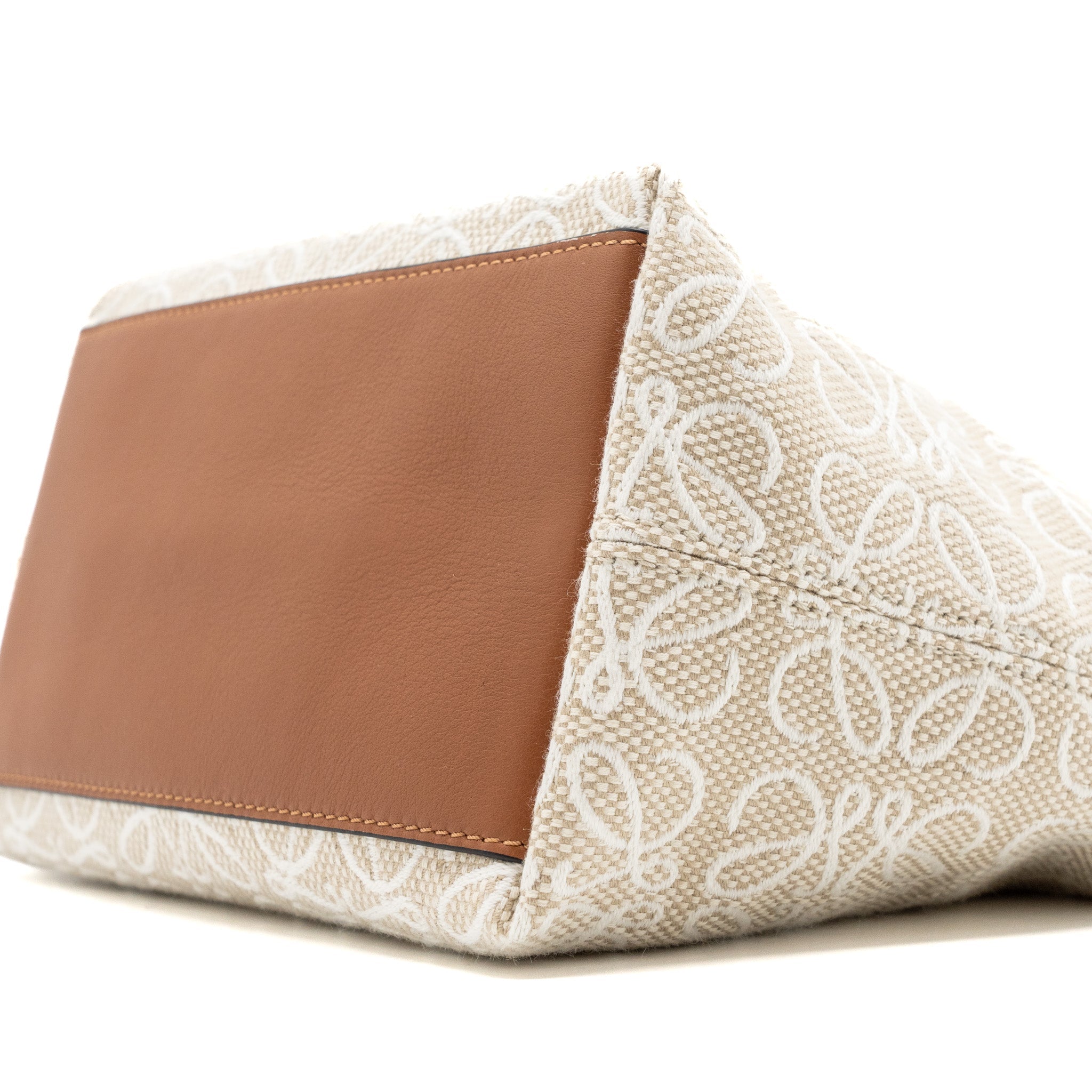 LOEWE SMALL CUBI BAG ANAGRAM JACQUARD CANVAS / CALFSKIN BEIGE / TAN GHW
