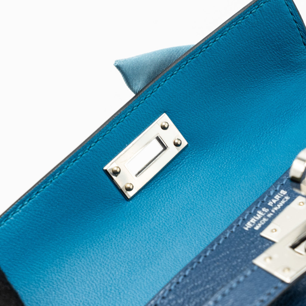 HERMES MINI KELLY CHÈVRE MYSORE DEEP BLUE/ BLUE IZMIR SHW