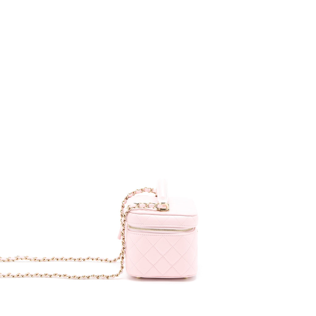 CHANEL 22S TOP HANDLE VANITY BAG CAVIAR LIGHT PINK LGHW (MICROCHIP)