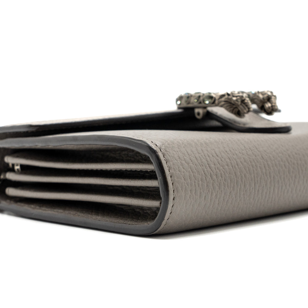 GUCCI DIONYSUS LEATHER MINI CHAIN BAG CALFSKIN GREY SHW