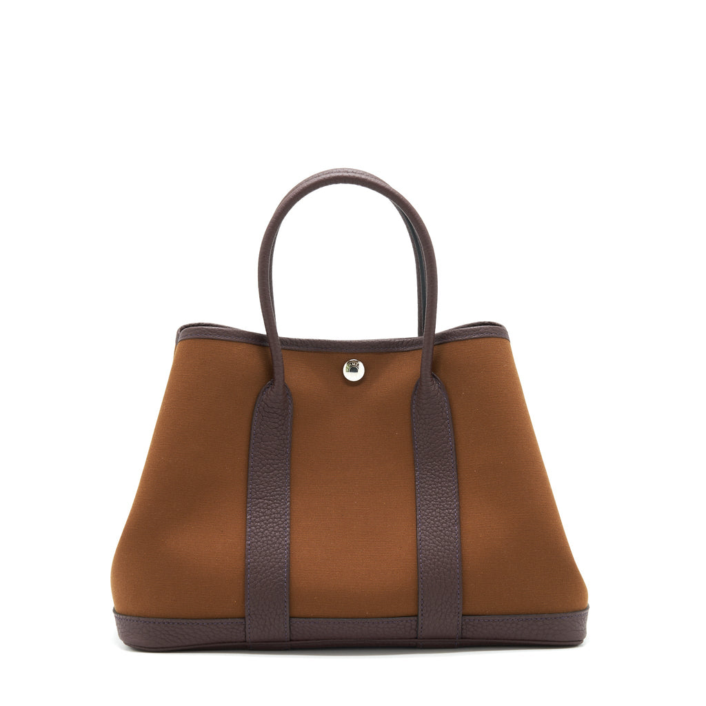 HERMES GARDEN PARTY 30 VERSO BAG, ALEZAN / BLUE OUTREMER/ ROUGE SELLIER