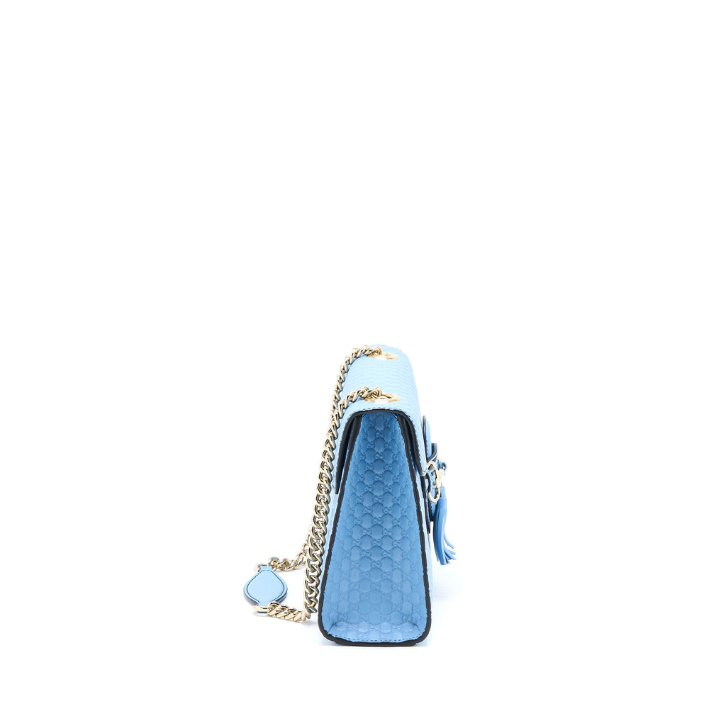 GUCCI EMILY CHAIN SHOULDER BAG CALFSKIN LIGHT BLUE SHW