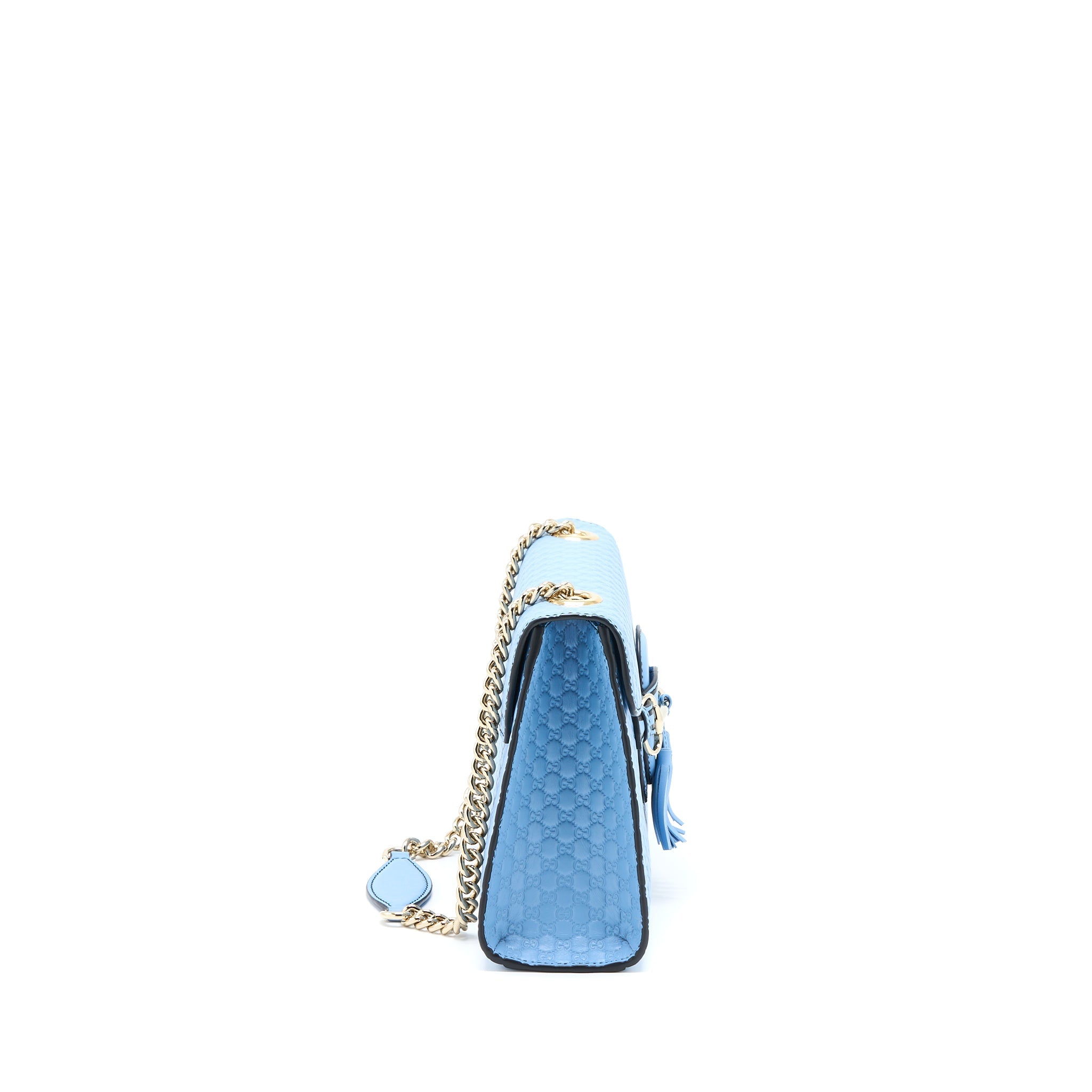 GUCCI EMILY CHAIN SHOULDER BAG CALFSKIN LIGHT BLUE SHW