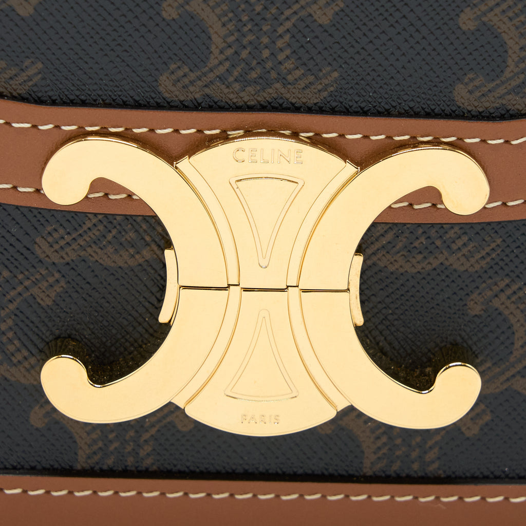 CELINE TEEN TRIOMPHE BAG IN TRIOMPHE CANVAS AND CALFSKIN GHW