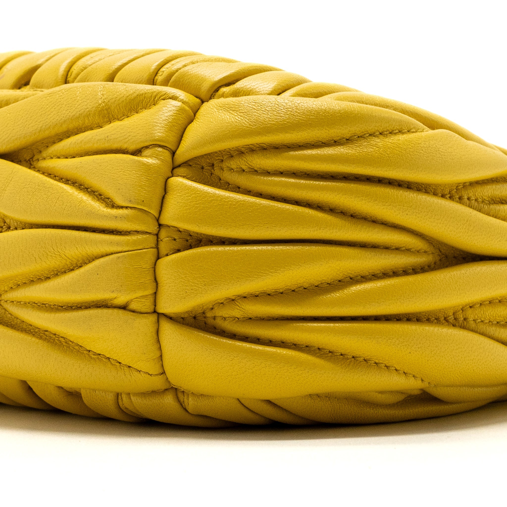 MIUMIU WANDER MATELASSE MINI HOBO BAG NAPPA YELLOW GHW