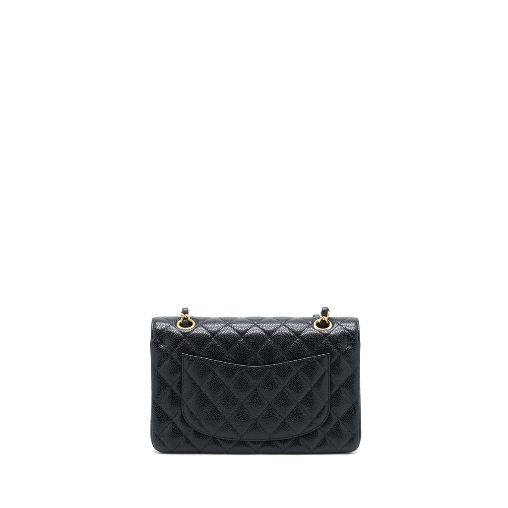 CHANEL SMALL CLASSIC DOUBLE FLAP CAVIAR BLACK GHW (MICROCHIP)