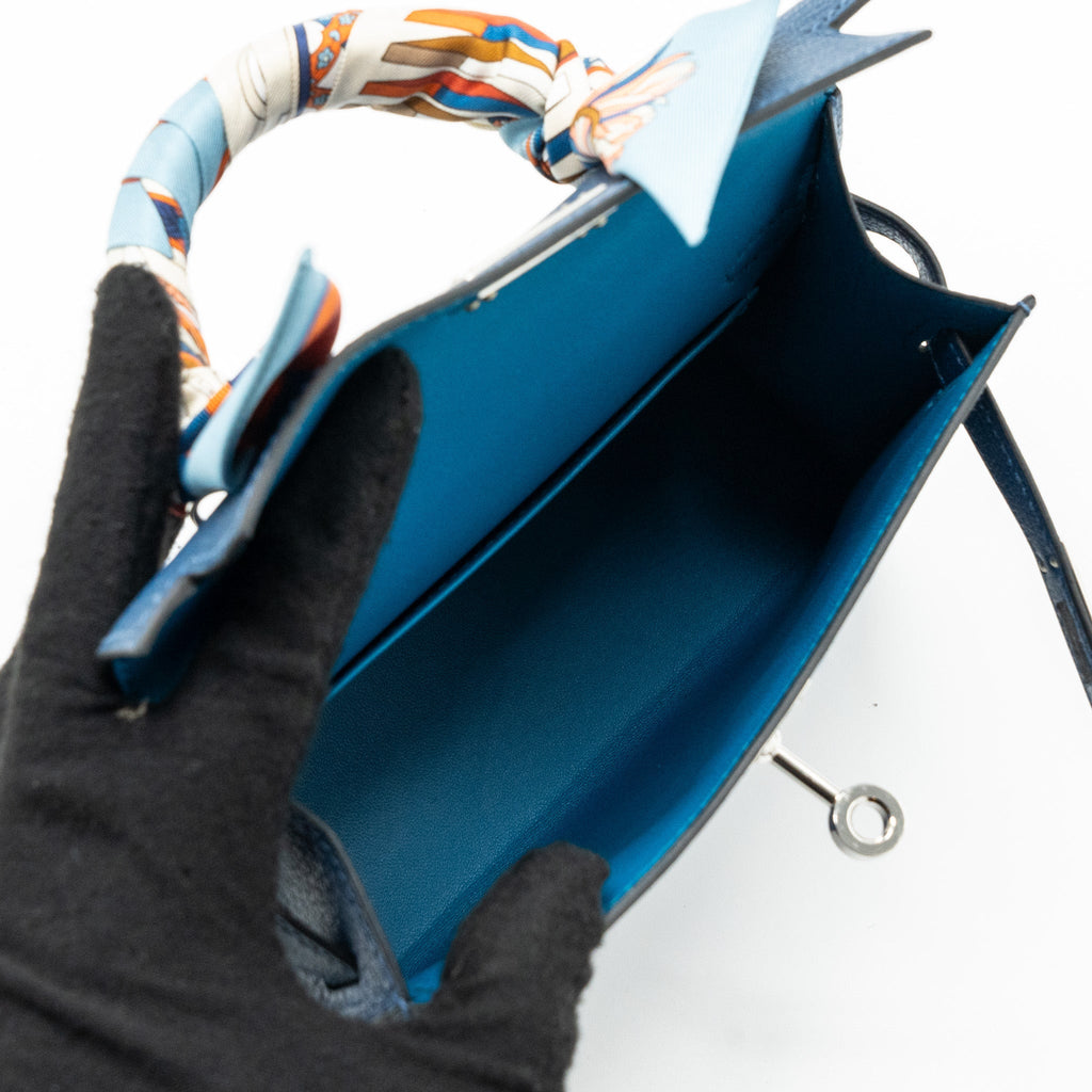 HERMES MINI KELLY CHÈVRE MYSORE DEEP BLUE/ BLUE IZMIR SHW