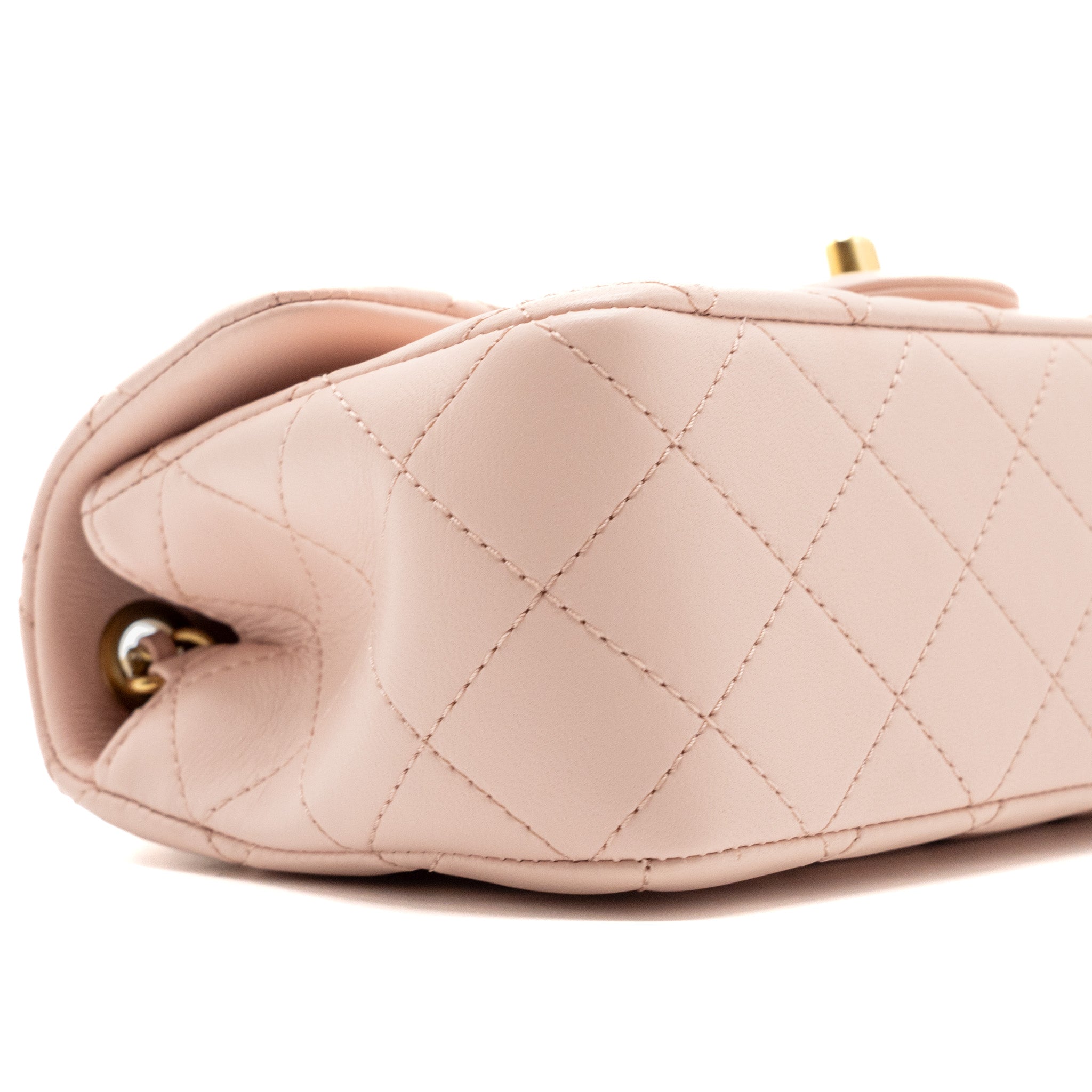 CHANEL 23K PEARL CRUSH MINI RECTANGULAR FLAP BAG LAMBSKIN LIGHT PINK GHW (MICROCHIP)