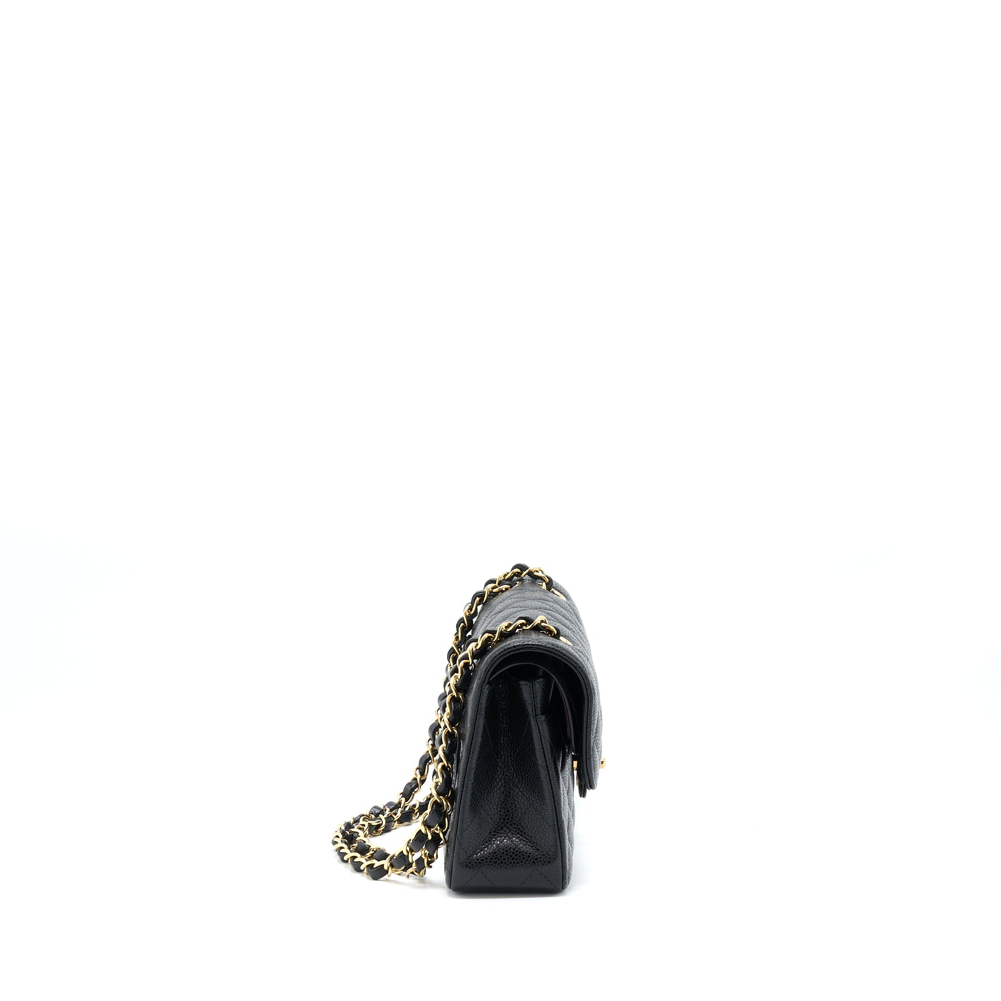 CHANEL SMALL CLASSIC DOUBLE FLAP CAVIAR BLACK GHW (MICROCHIP)