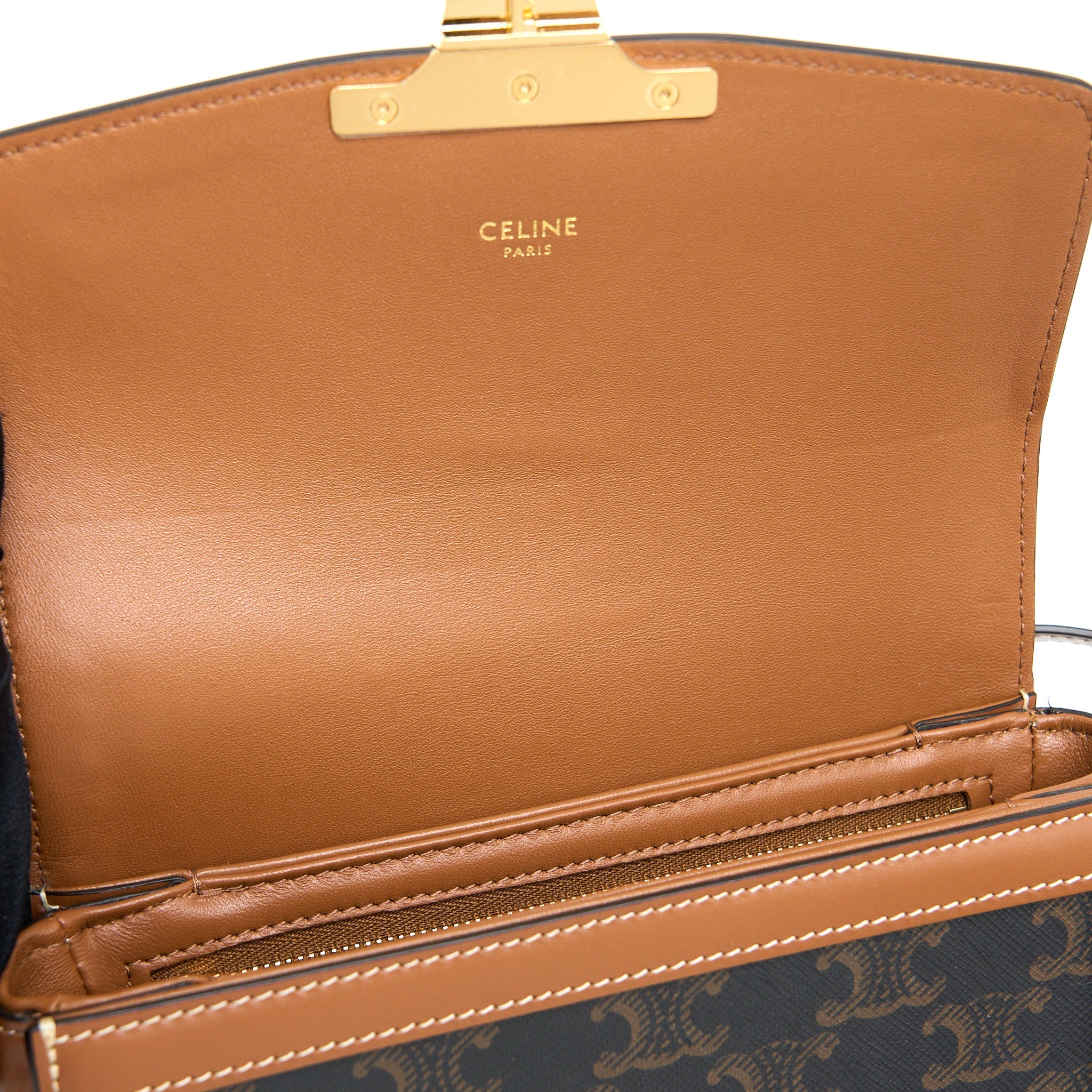 CELINE TEEN TRIOMPHE BAG IN TRIOMPHE CANVAS AND CALFSKIN GHW