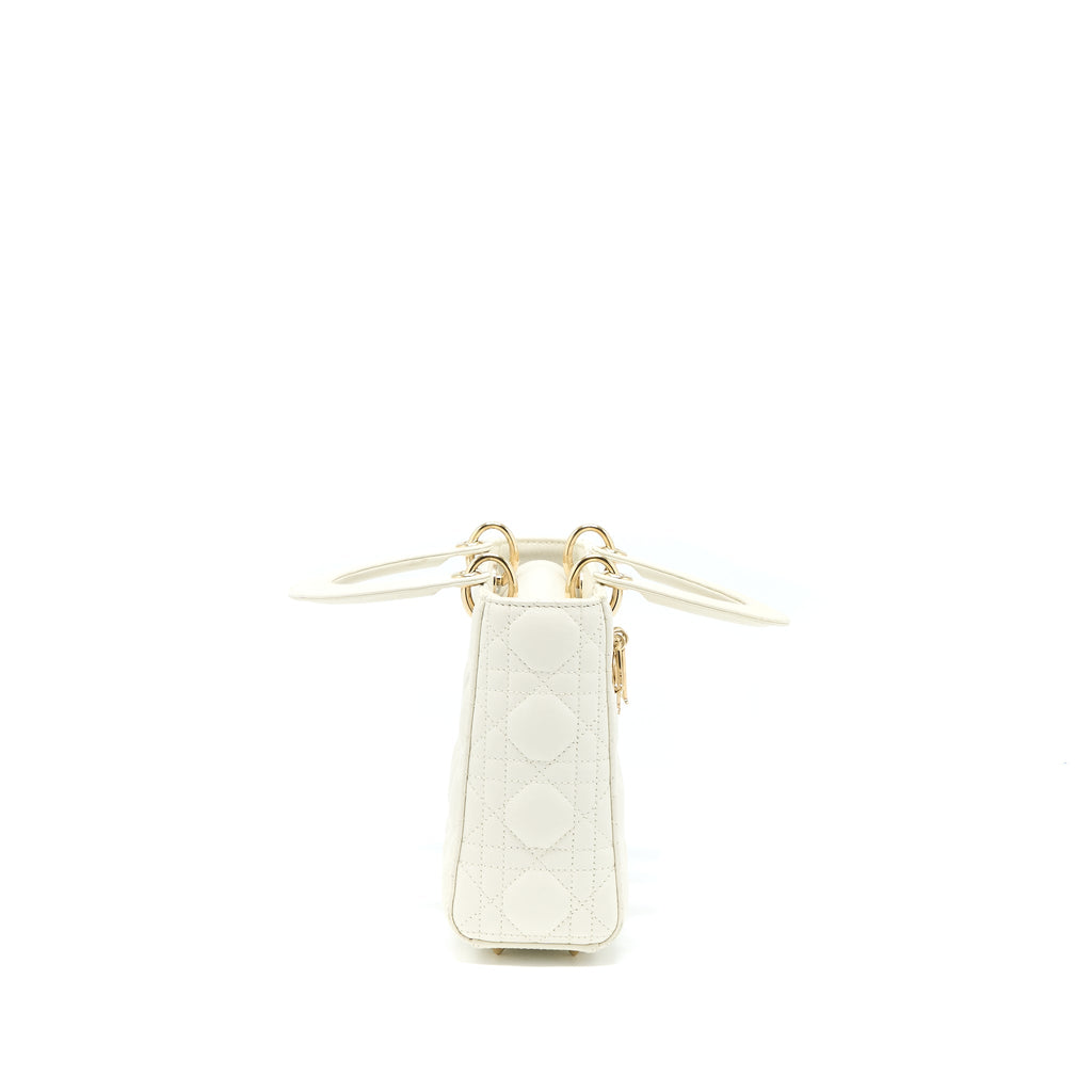 DIOR SMALL LADY DIOR LAMBSKIN WHITE LGHW