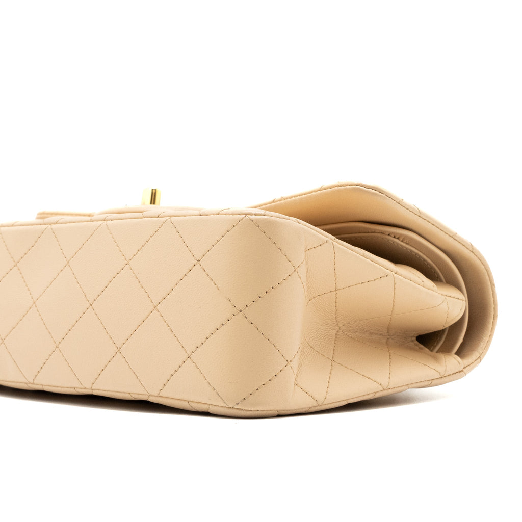 CHANEL SMALL CLASSIC FLAP BAG LAMBSKIN BEIGE GHW